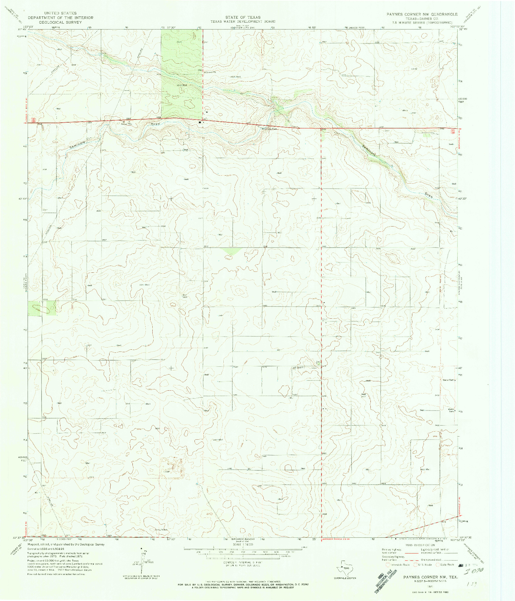 USGS 1:24000-SCALE QUADRANGLE FOR PAYNES CORNER NW, TX 1971