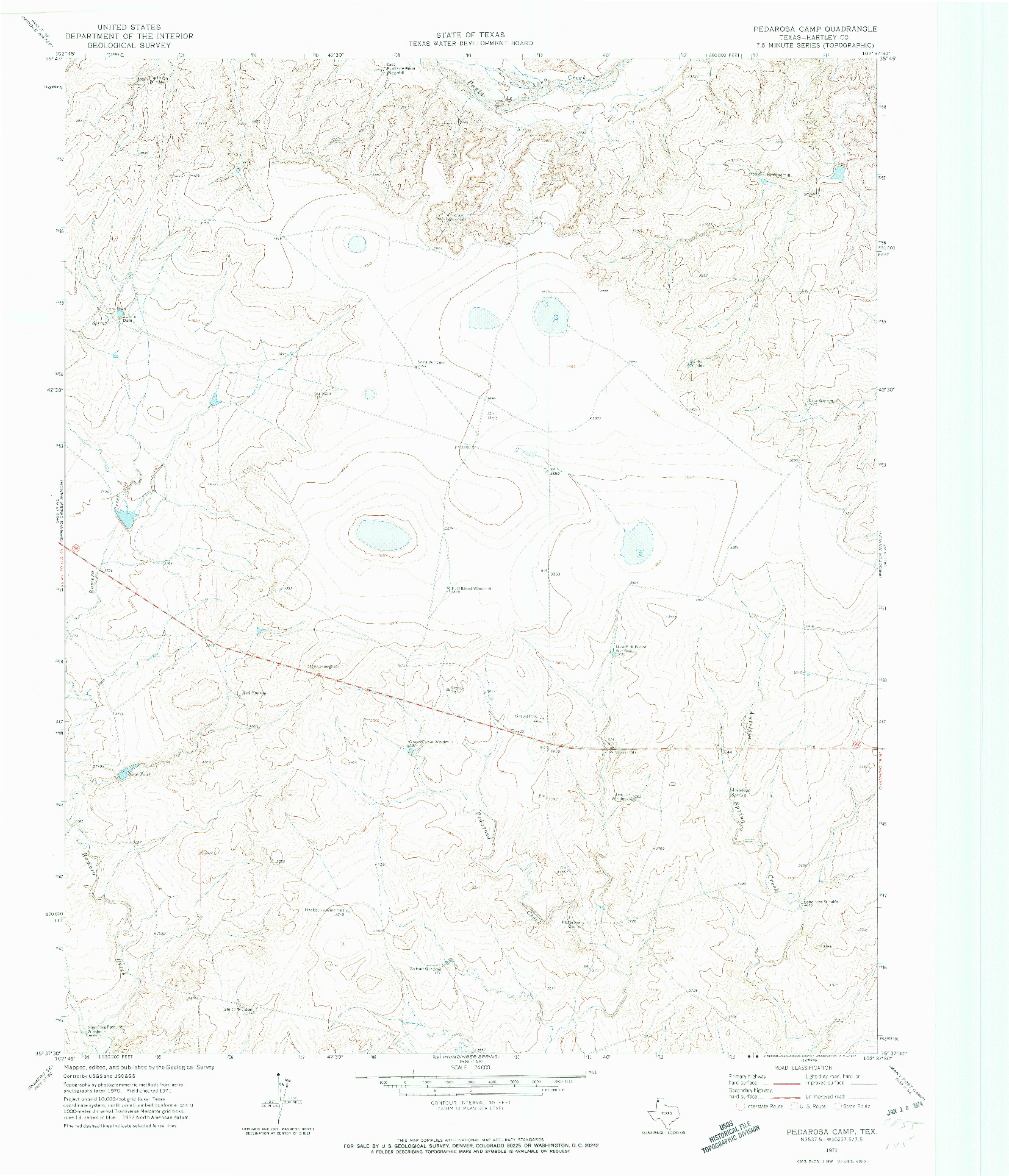 USGS 1:24000-SCALE QUADRANGLE FOR PEDAROSA CAMP, TX 1971