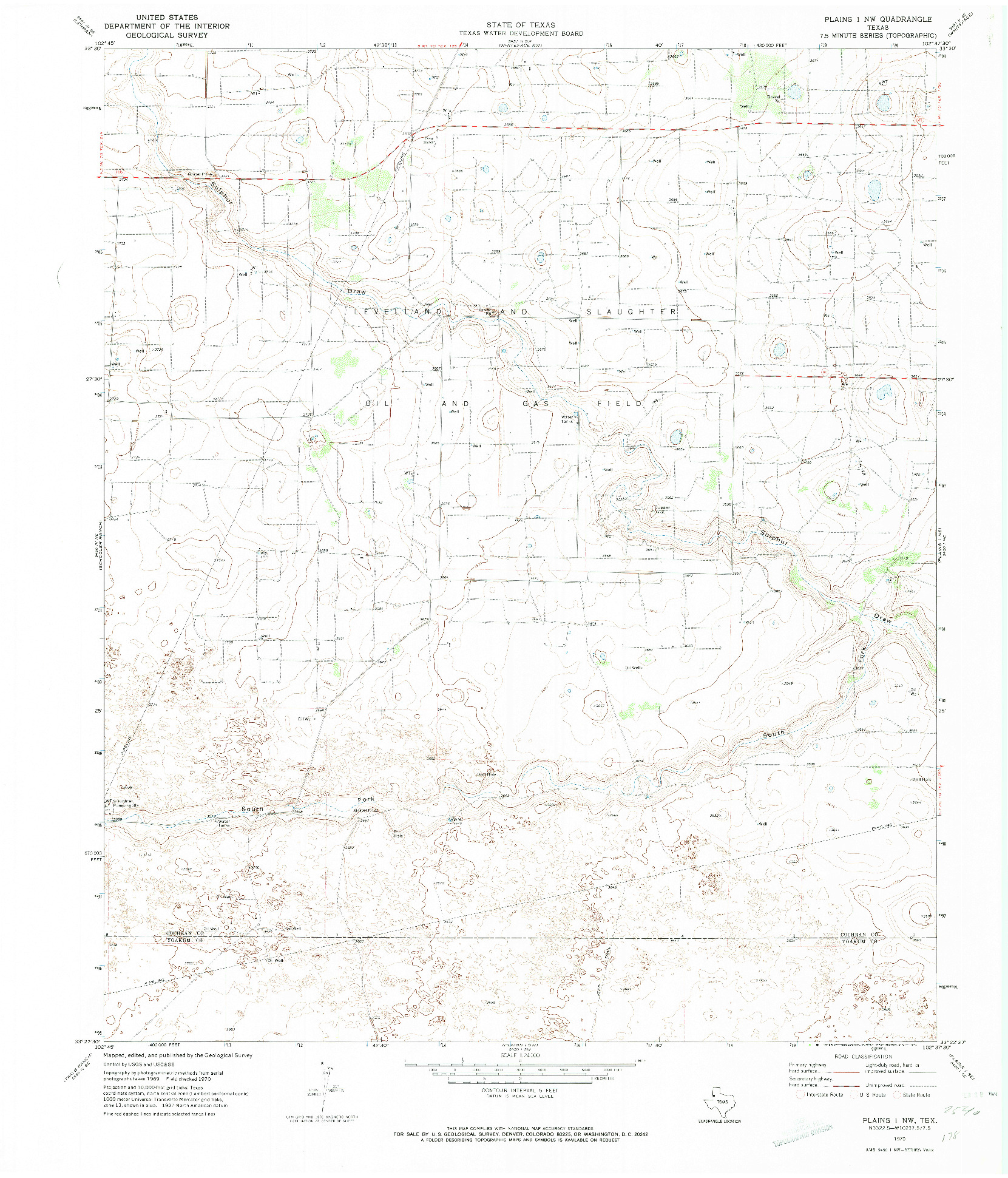 USGS 1:24000-SCALE QUADRANGLE FOR PLAINS 1 NW, TX 1970
