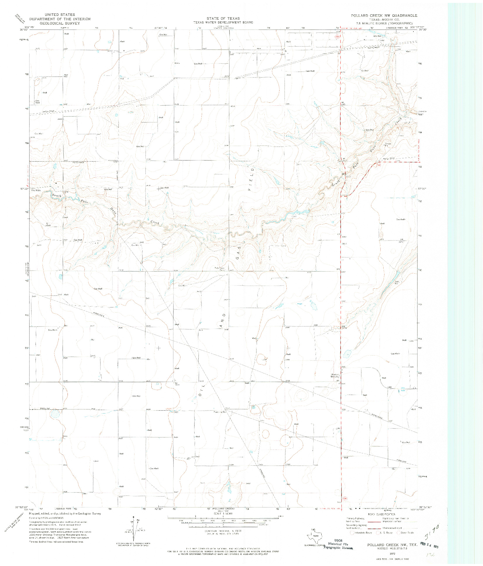 USGS 1:24000-SCALE QUADRANGLE FOR POLLARD CREEK NW, TX 1972