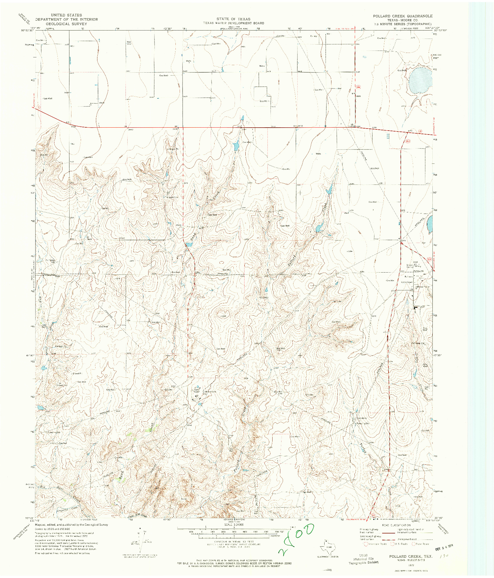 USGS 1:24000-SCALE QUADRANGLE FOR POLLARD CREEK, TX 1972