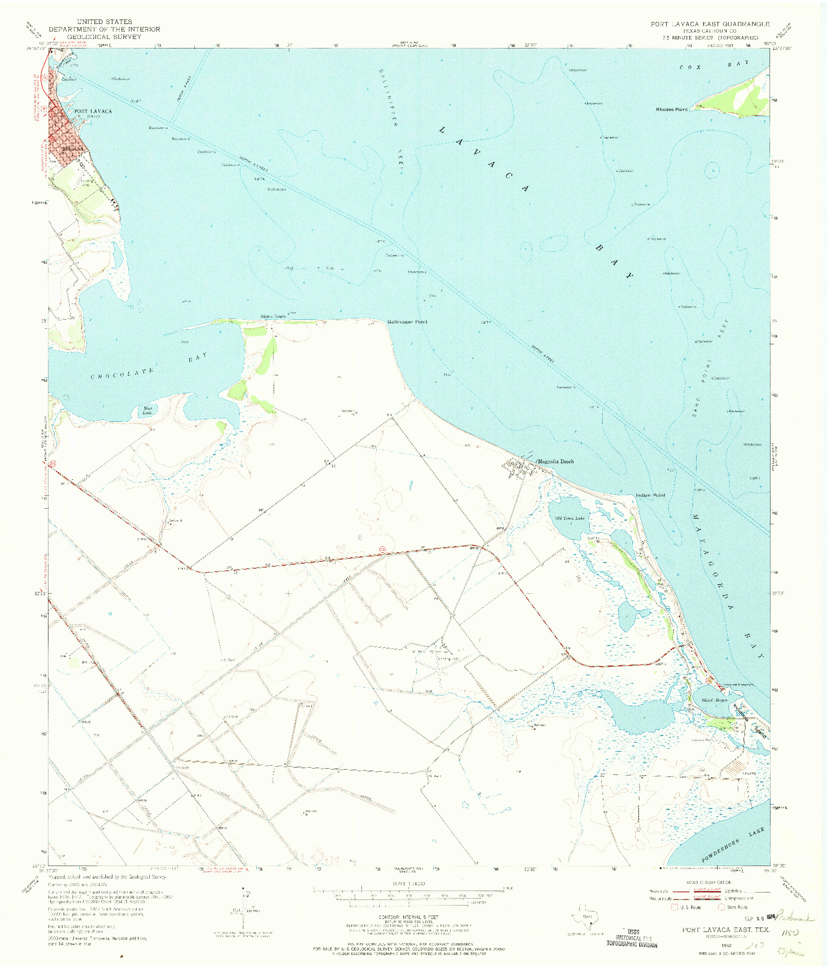 USGS 1:24000-SCALE QUADRANGLE FOR PORT LAVACA EAST, TX 1952