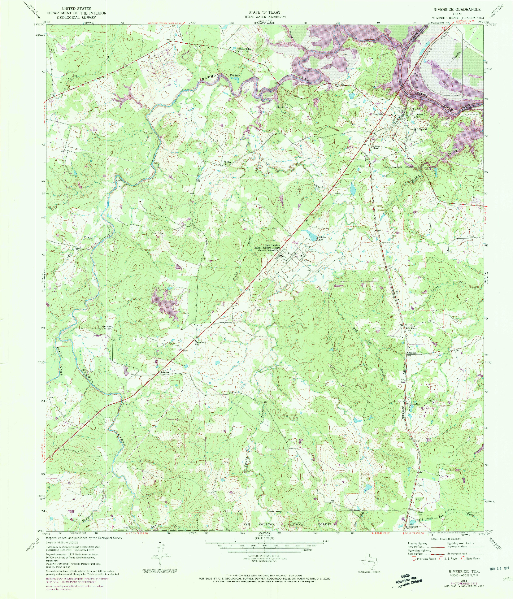 USGS 1:24000-SCALE QUADRANGLE FOR RIVERSIDE, TX 1961