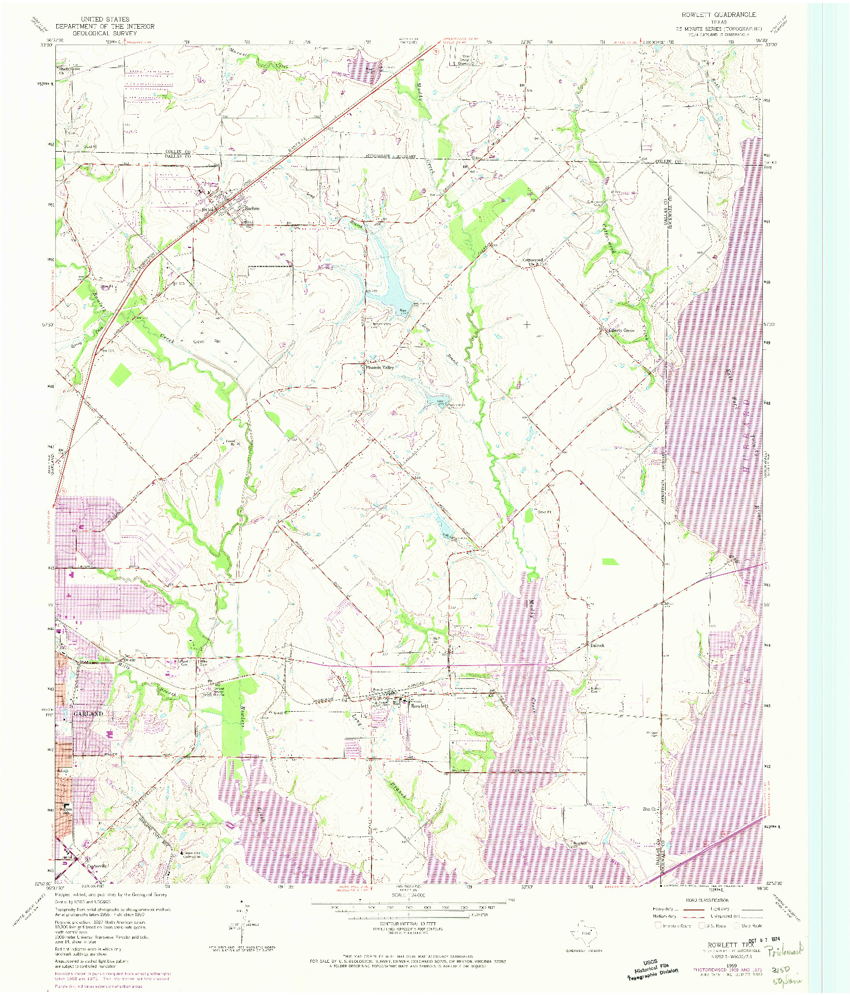 USGS 1:24000-SCALE QUADRANGLE FOR ROWLETT, TX 1959