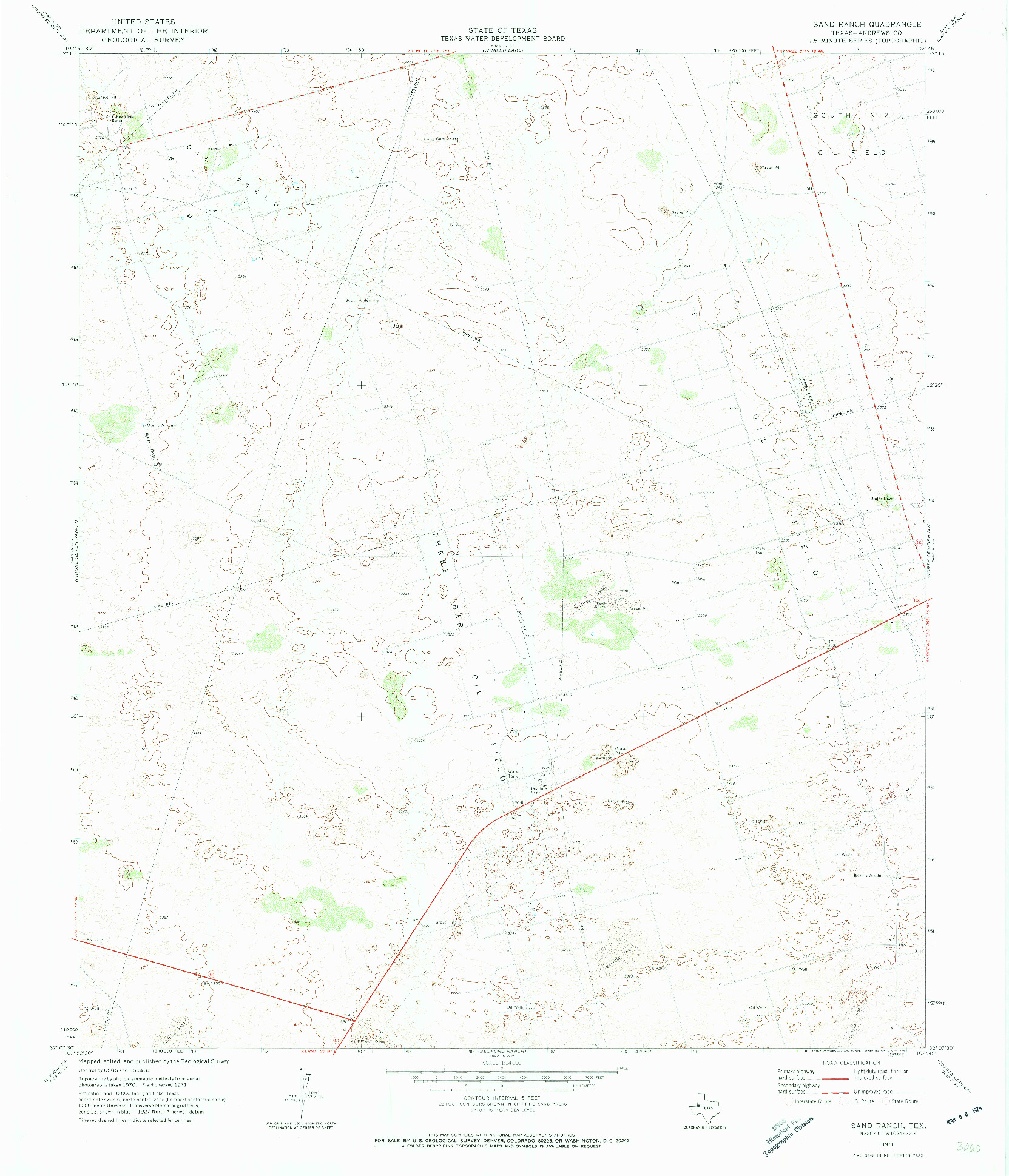 USGS 1:24000-SCALE QUADRANGLE FOR SAND RANCH, TX 1971