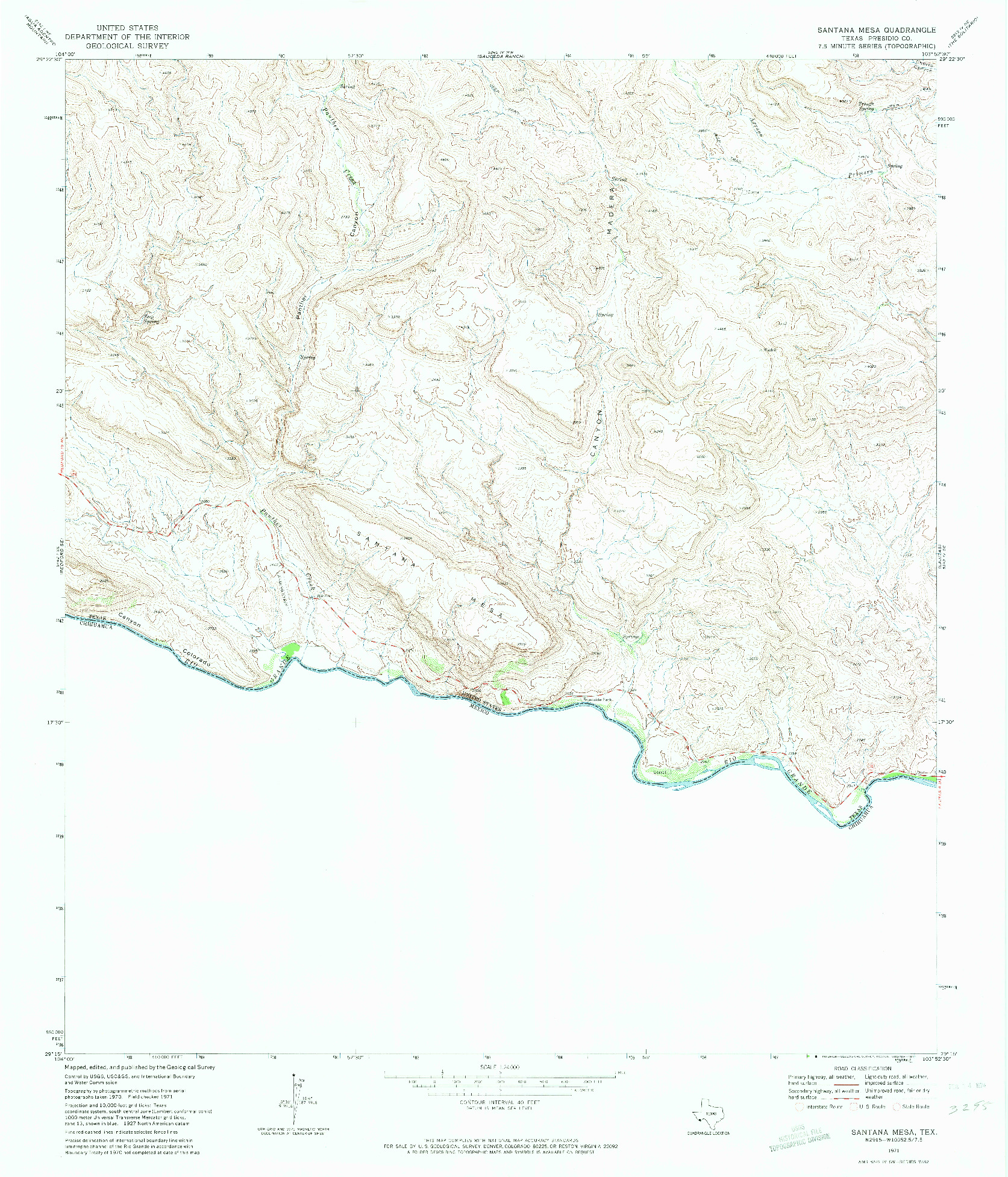 USGS 1:24000-SCALE QUADRANGLE FOR SANTANA MESA, TX 1971