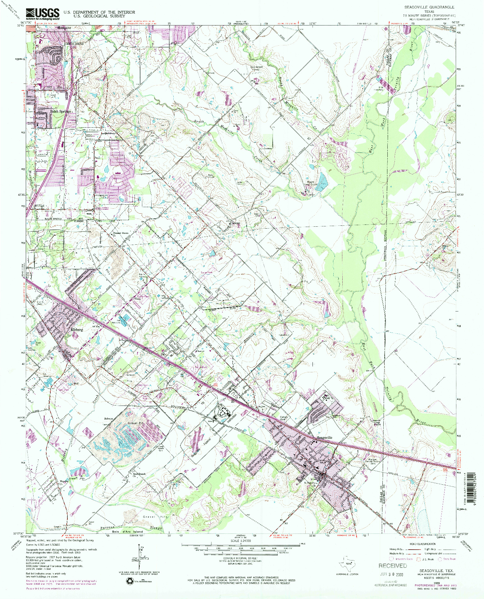 USGS 1:24000-SCALE QUADRANGLE FOR SEAGOVILLE, TX 1959