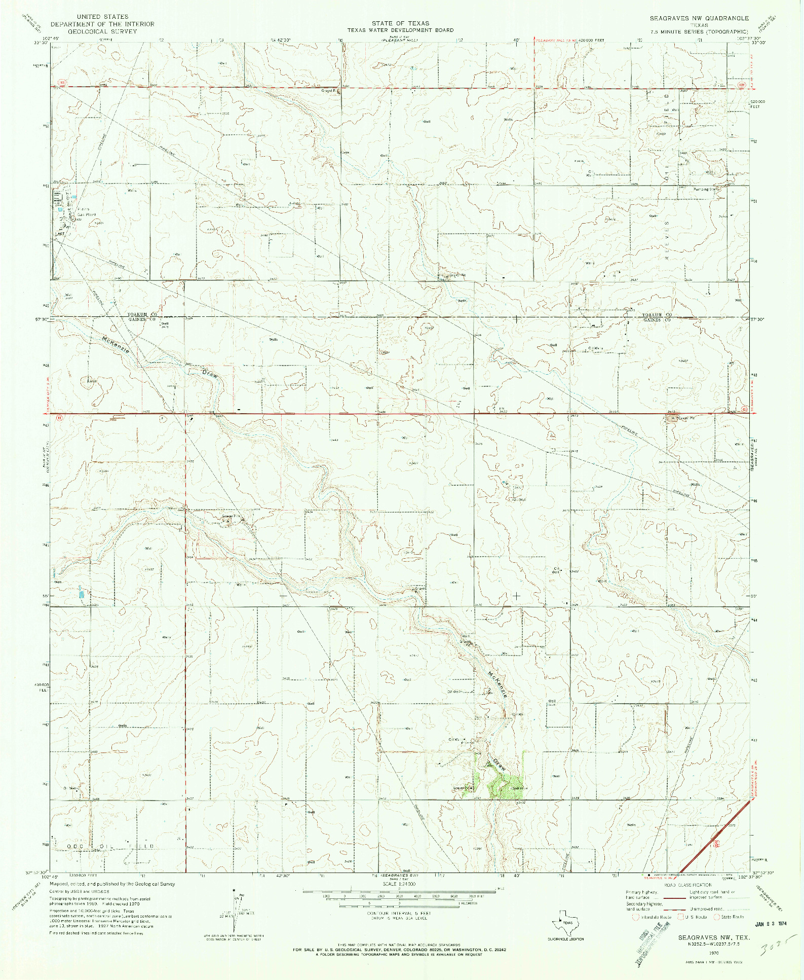 USGS 1:24000-SCALE QUADRANGLE FOR SEAGRAVES NW, TX 1970