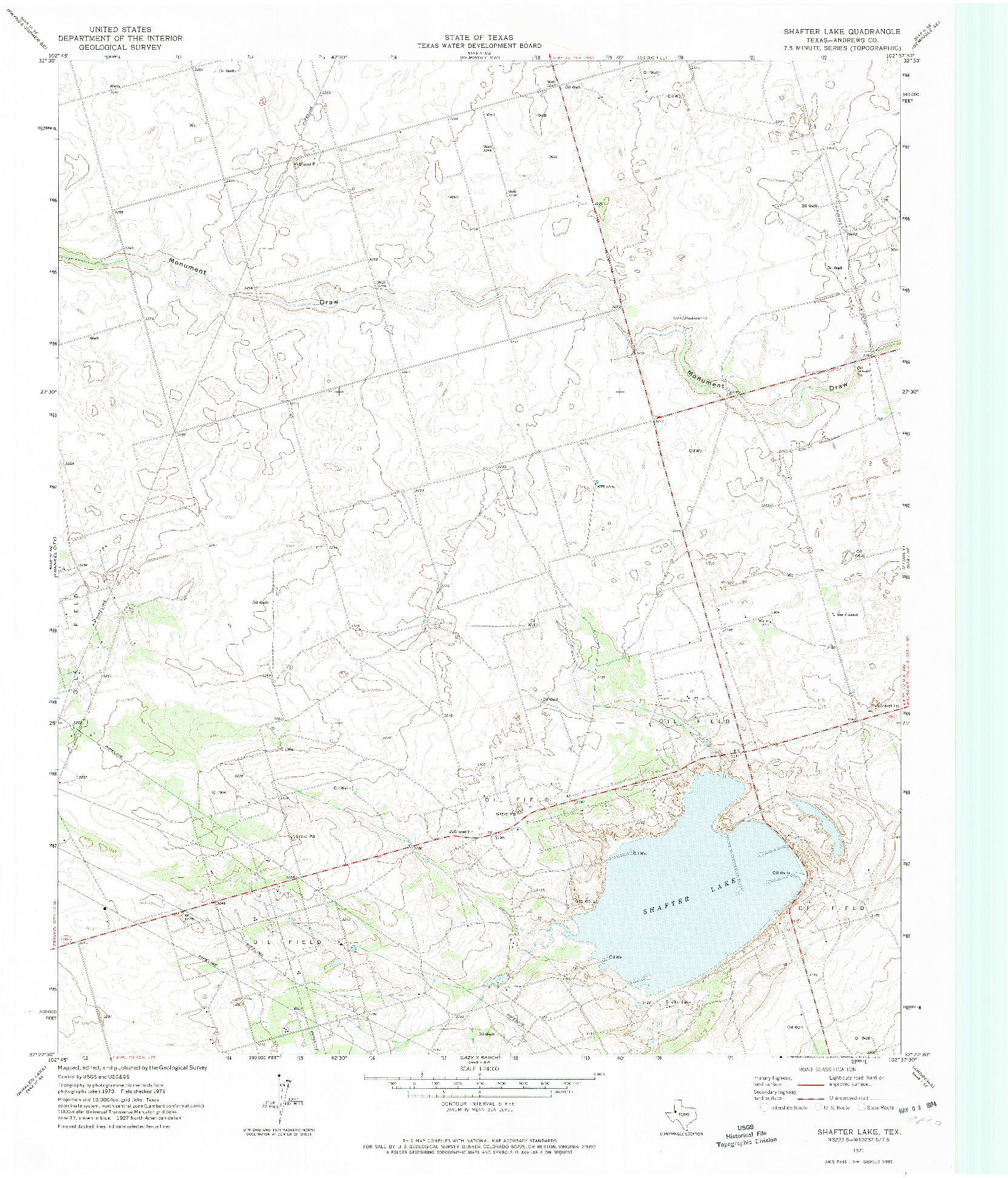 USGS 1:24000-SCALE QUADRANGLE FOR SHAFTER LAKE, TX 1971
