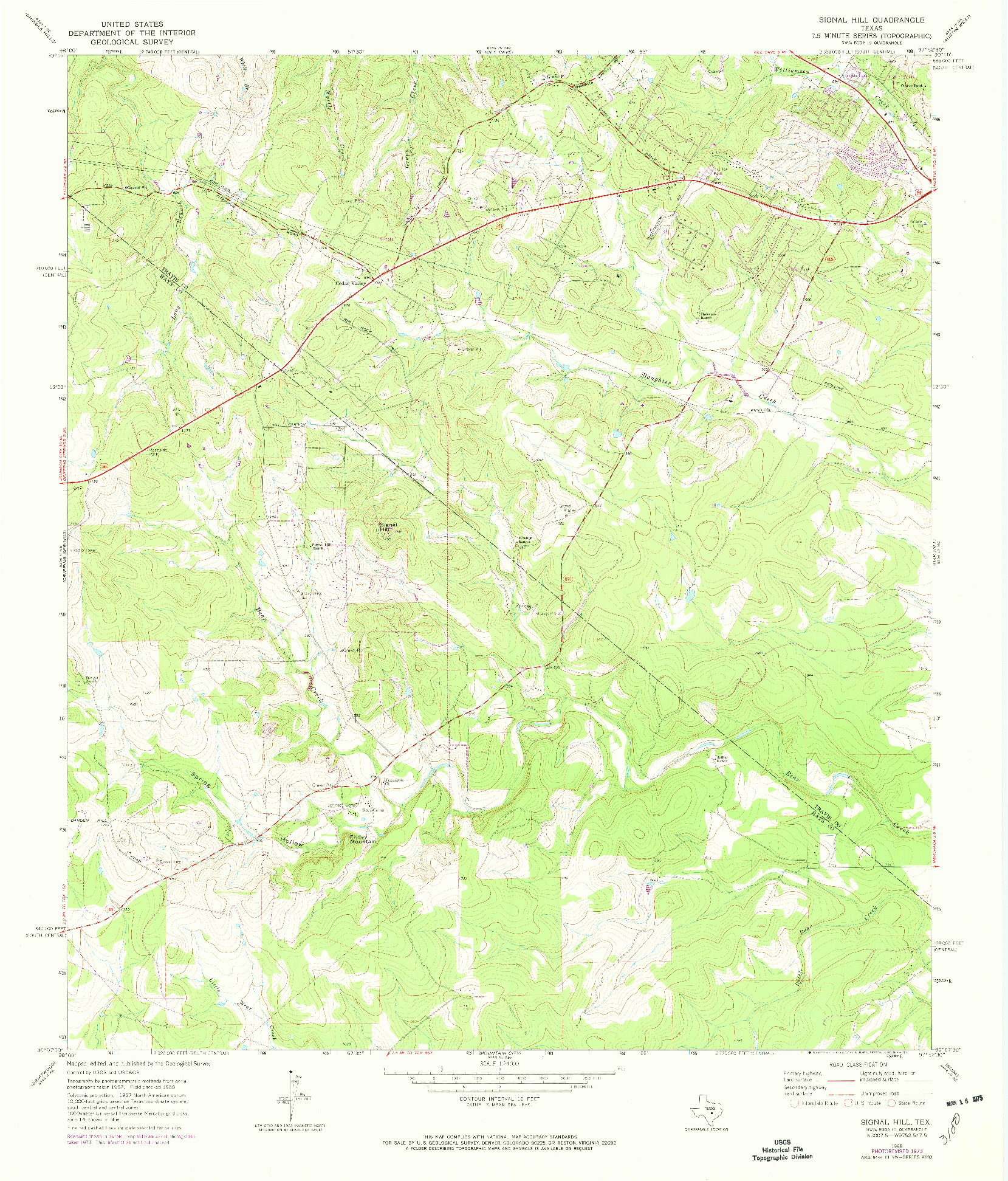 USGS 1:24000-SCALE QUADRANGLE FOR SIGNAL HILL, TX 1968