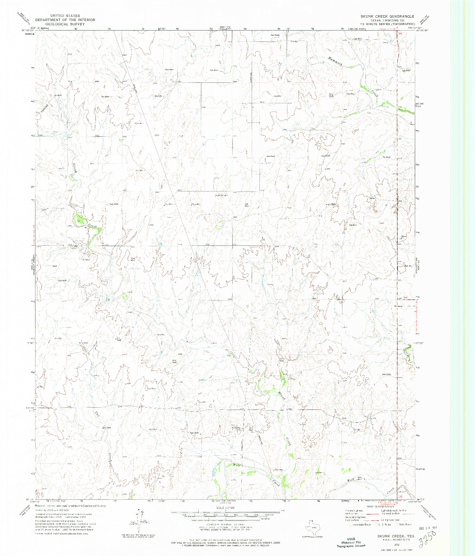 USGS 1:24000-SCALE QUADRANGLE FOR SKUNK CREEK, TX 1972