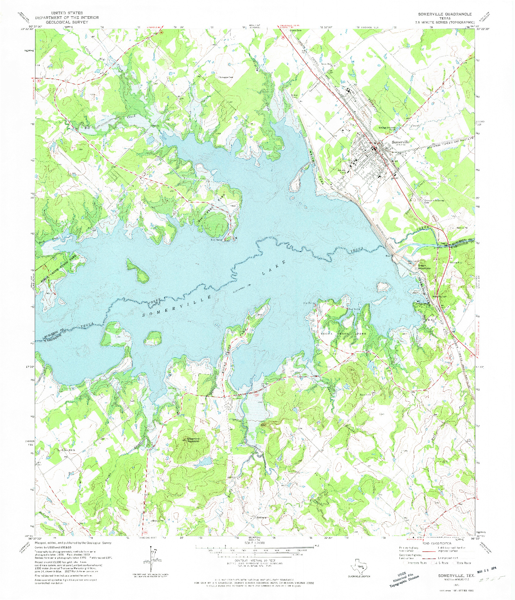 USGS 1:24000-SCALE QUADRANGLE FOR SOMERVILLE, TX 1971