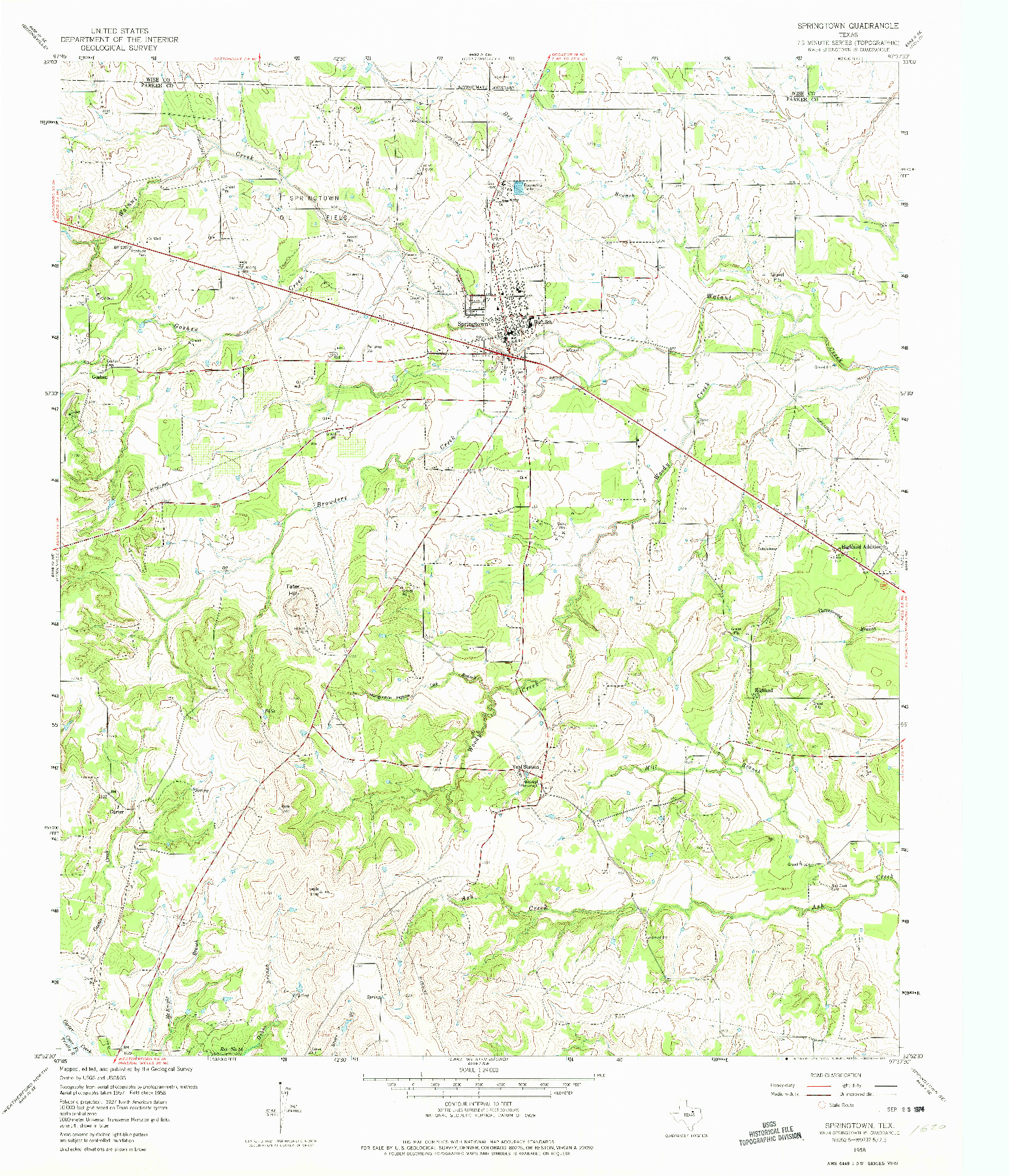 USGS 1:24000-SCALE QUADRANGLE FOR SPRINGTOWN, TX 1958