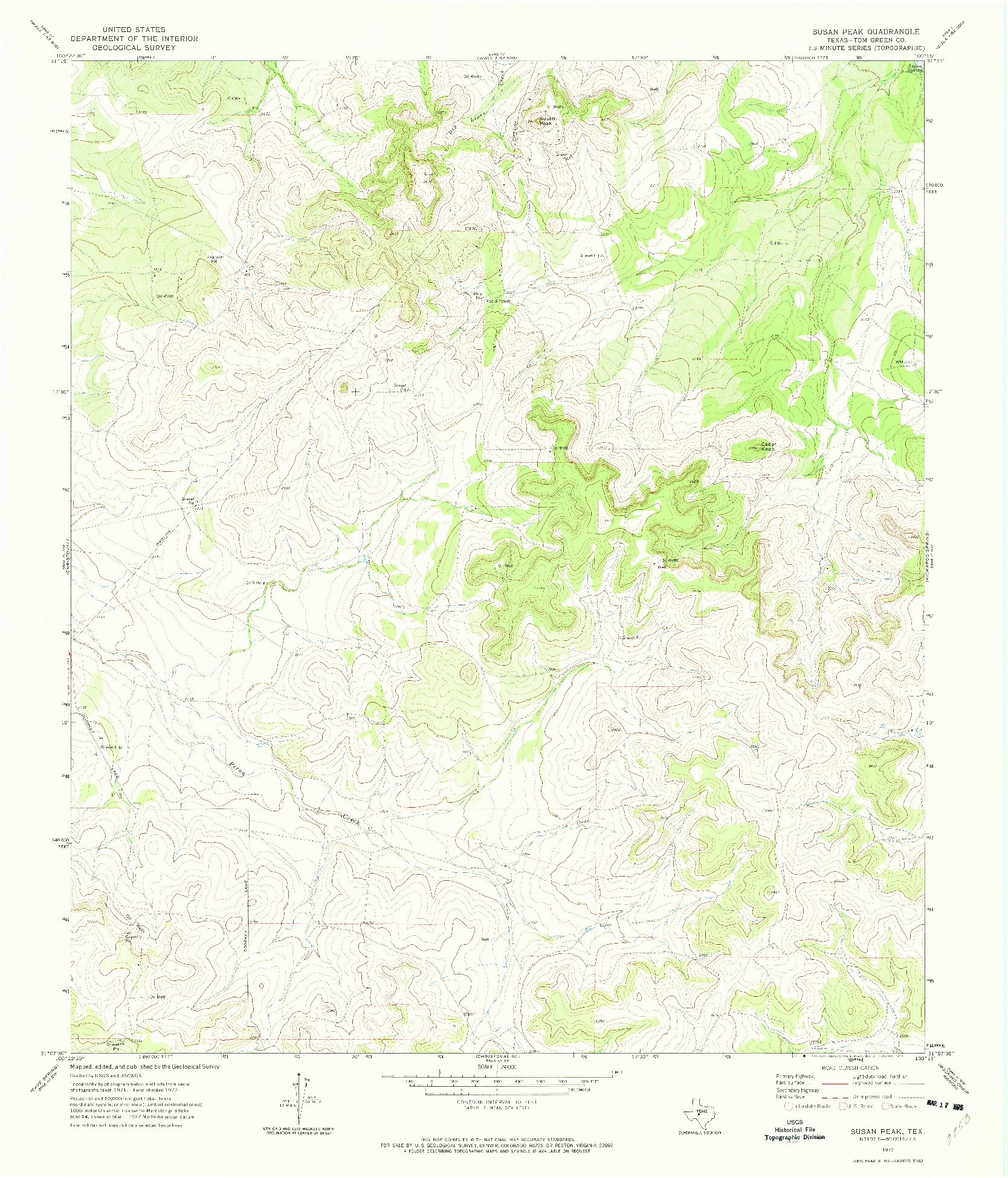 USGS 1:24000-SCALE QUADRANGLE FOR SUSAN PEAK, TX 1972