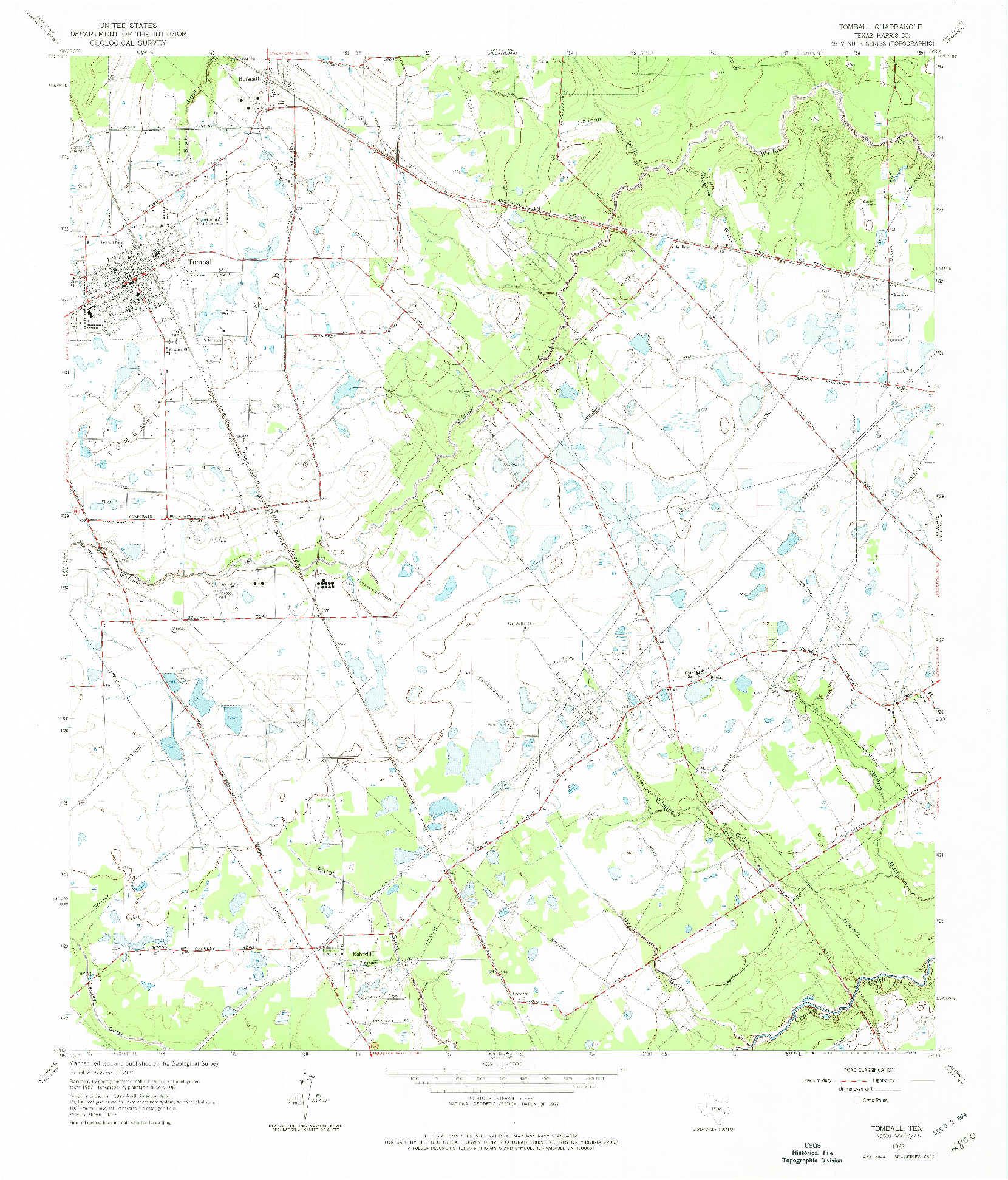 USGS 1:24000-SCALE QUADRANGLE FOR TOMBALL, TX 1962