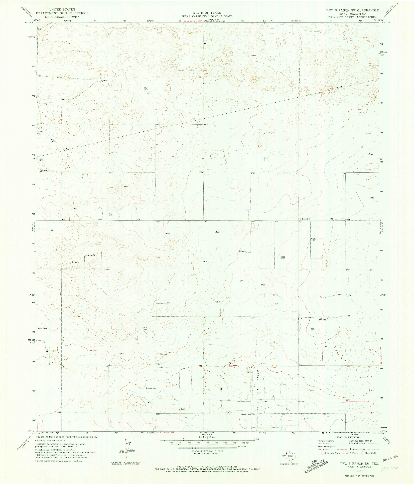 USGS 1:24000-SCALE QUADRANGLE FOR TWO B RANCH SW, TX 1971