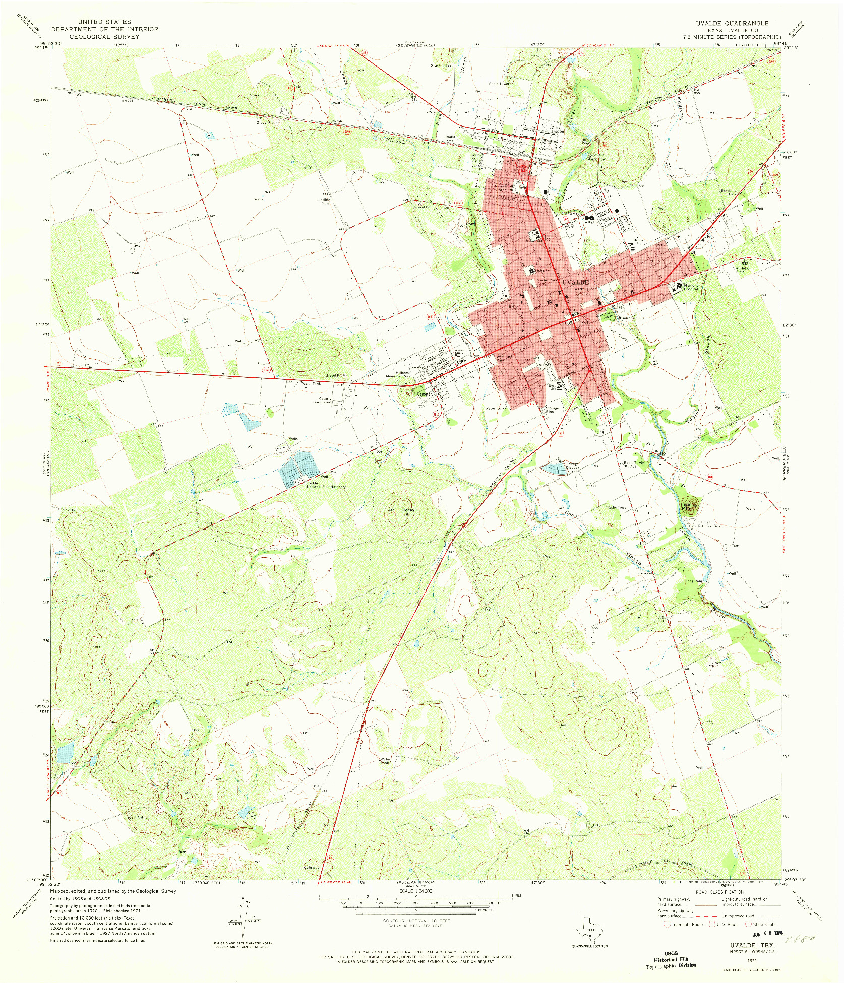 USGS 1:24000-SCALE QUADRANGLE FOR UVALDE, TX 1971