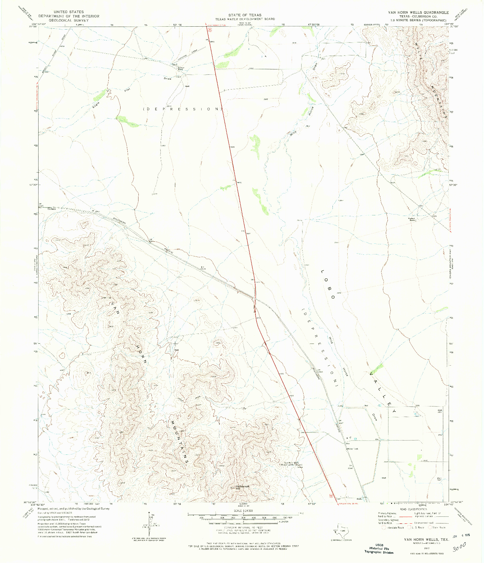 USGS 1:24000-SCALE QUADRANGLE FOR VAN HORN WELLS, TX 1972