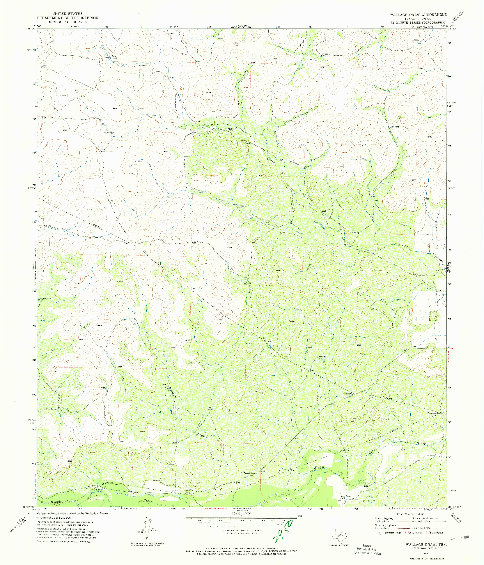 USGS 1:24000-SCALE QUADRANGLE FOR WALLACE DRAW, TX 1972