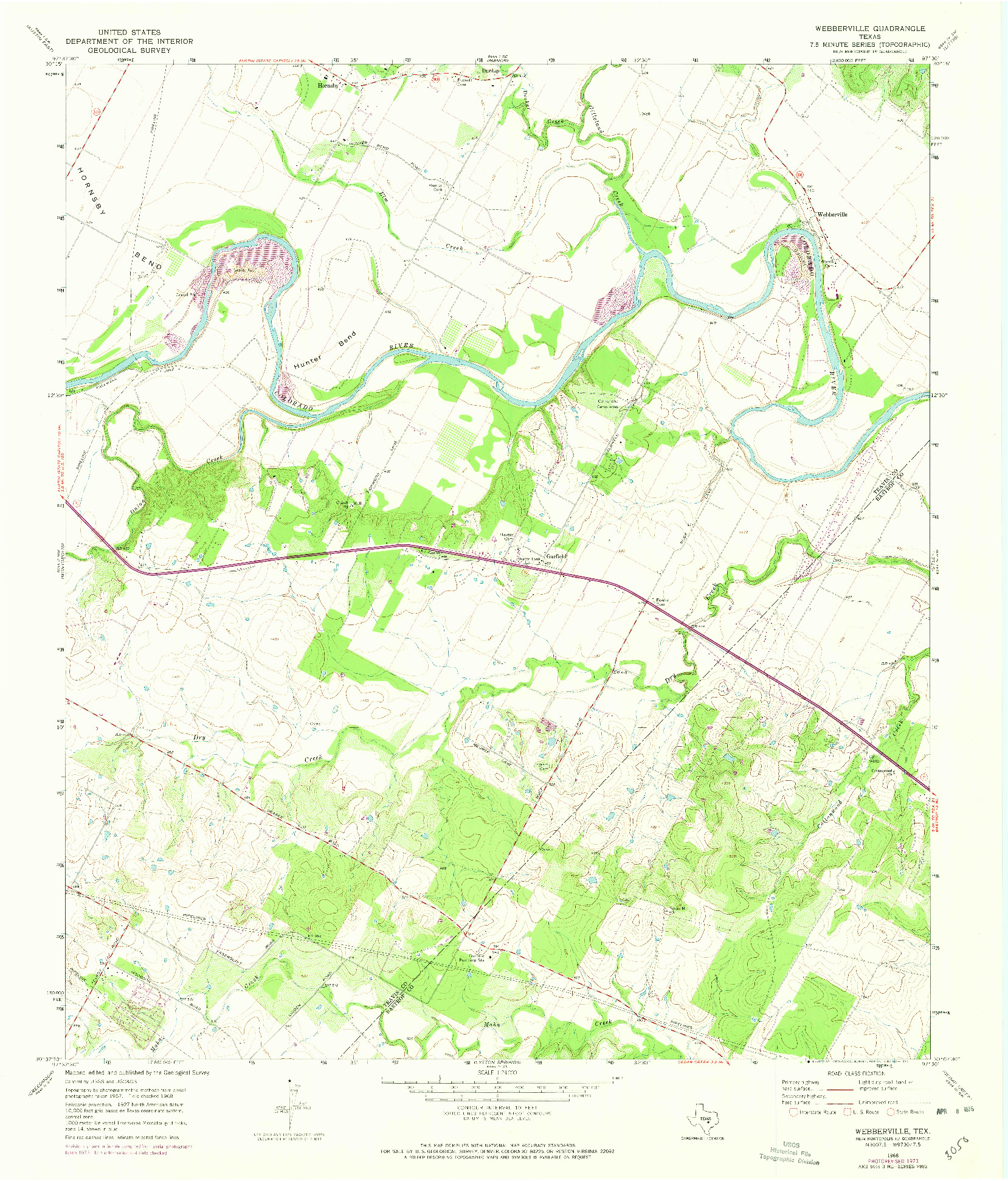 USGS 1:24000-SCALE QUADRANGLE FOR WEBBERVILLE, TX 1968