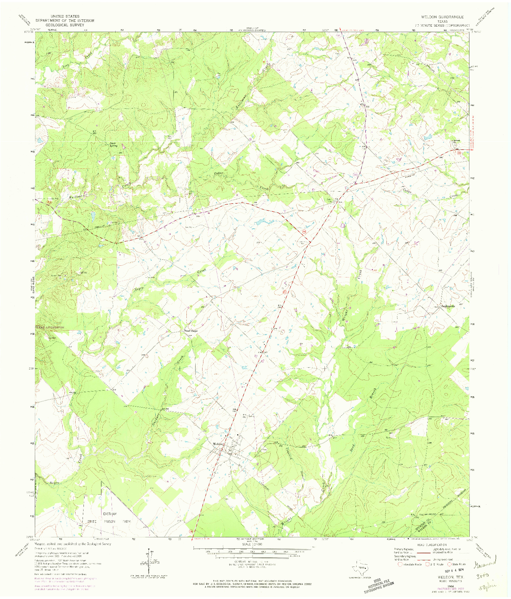 USGS 1:24000-SCALE QUADRANGLE FOR WELDON, TX 1964