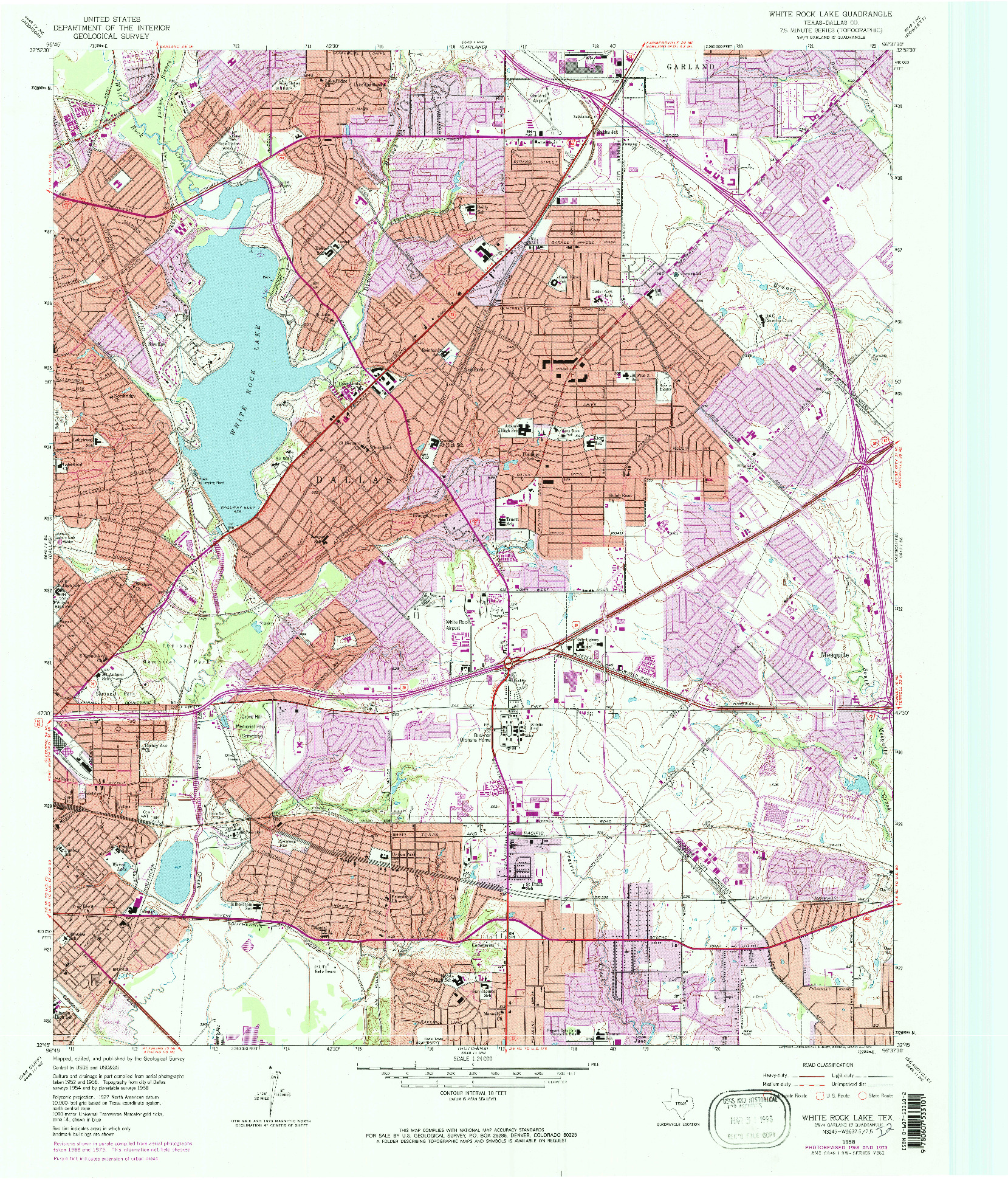 USGS 1:24000-SCALE QUADRANGLE FOR WHITE ROCK LAKE, TX 1958