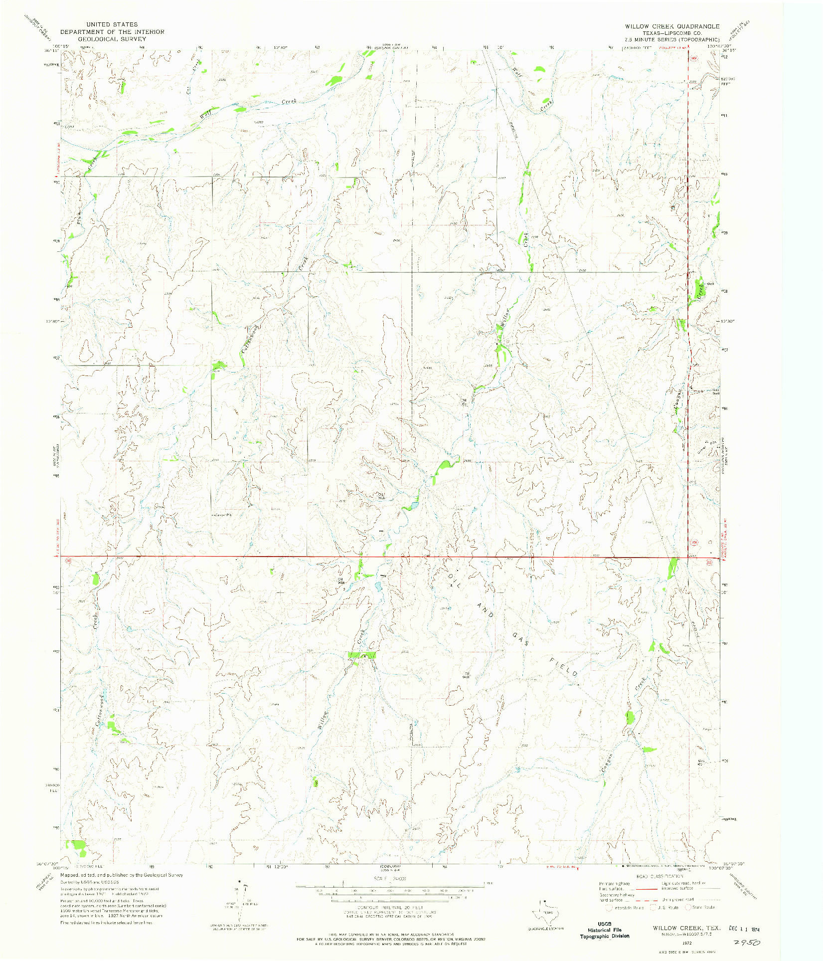 USGS 1:24000-SCALE QUADRANGLE FOR WILLOW CREEK, TX 1972