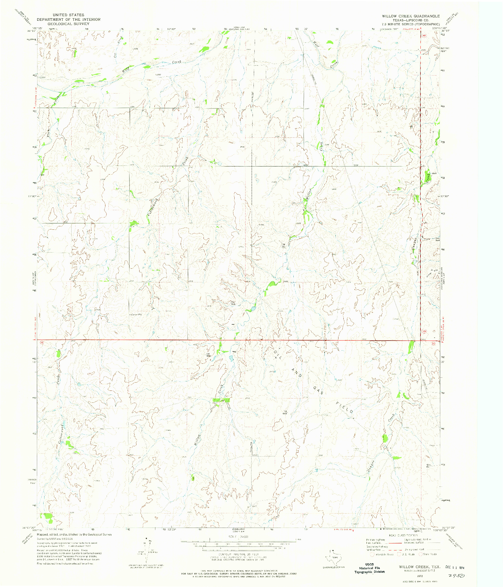 USGS 1:24000-SCALE QUADRANGLE FOR WILLOW CREEK, TX 1972