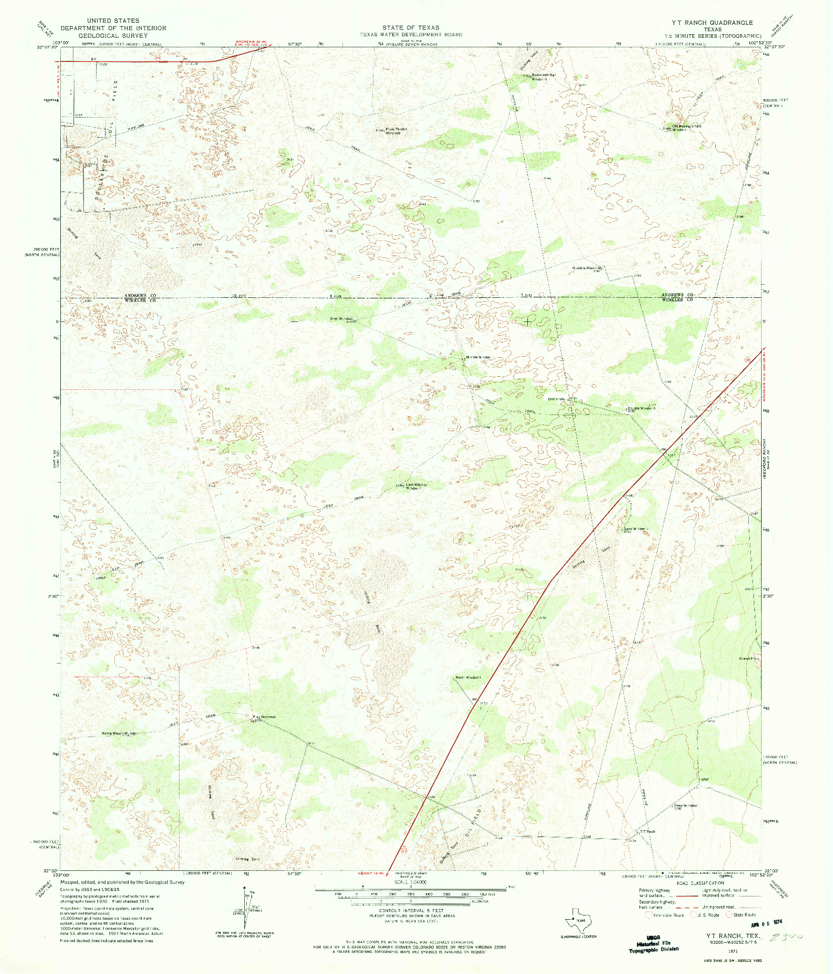USGS 1:24000-SCALE QUADRANGLE FOR Y T RANCH, TX 1971