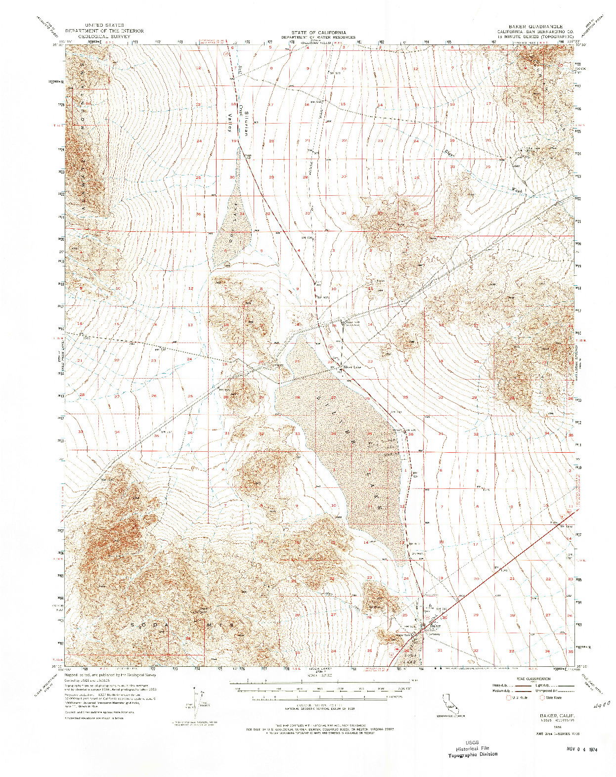 USGS 1:62500-SCALE QUADRANGLE FOR BAKER, CA 1956