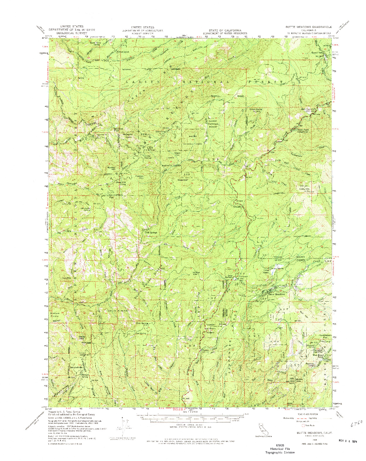 USGS 1:62500-SCALE QUADRANGLE FOR BUTTE MEADOWS, CA 1958