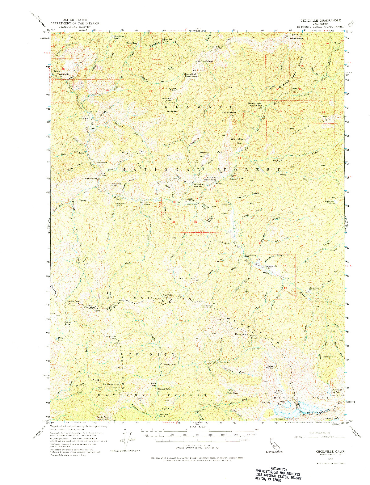 USGS 1:62500-SCALE QUADRANGLE FOR CECILVILLE, CA 1955