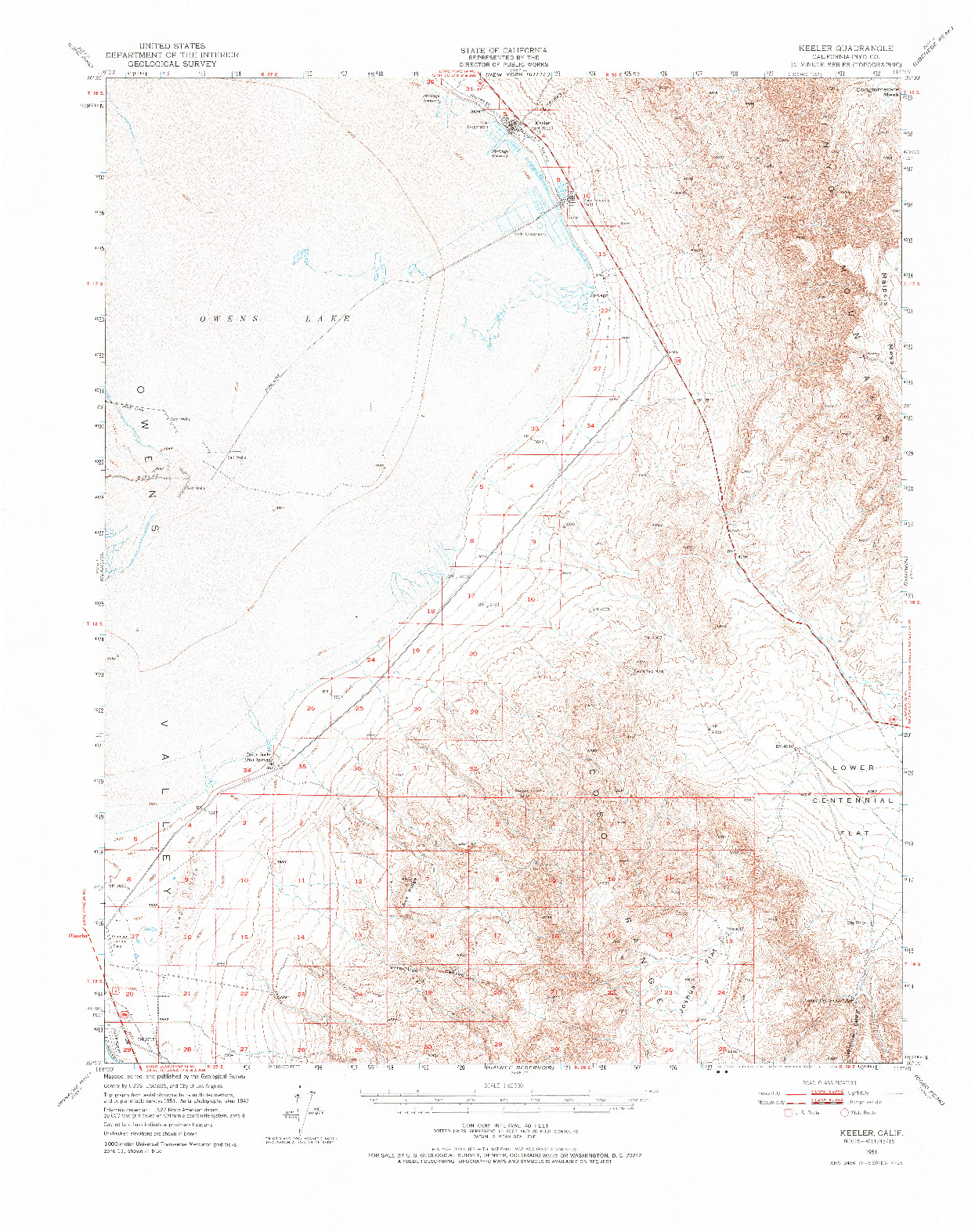 USGS 1:62500-SCALE QUADRANGLE FOR KEELER, CA 1951