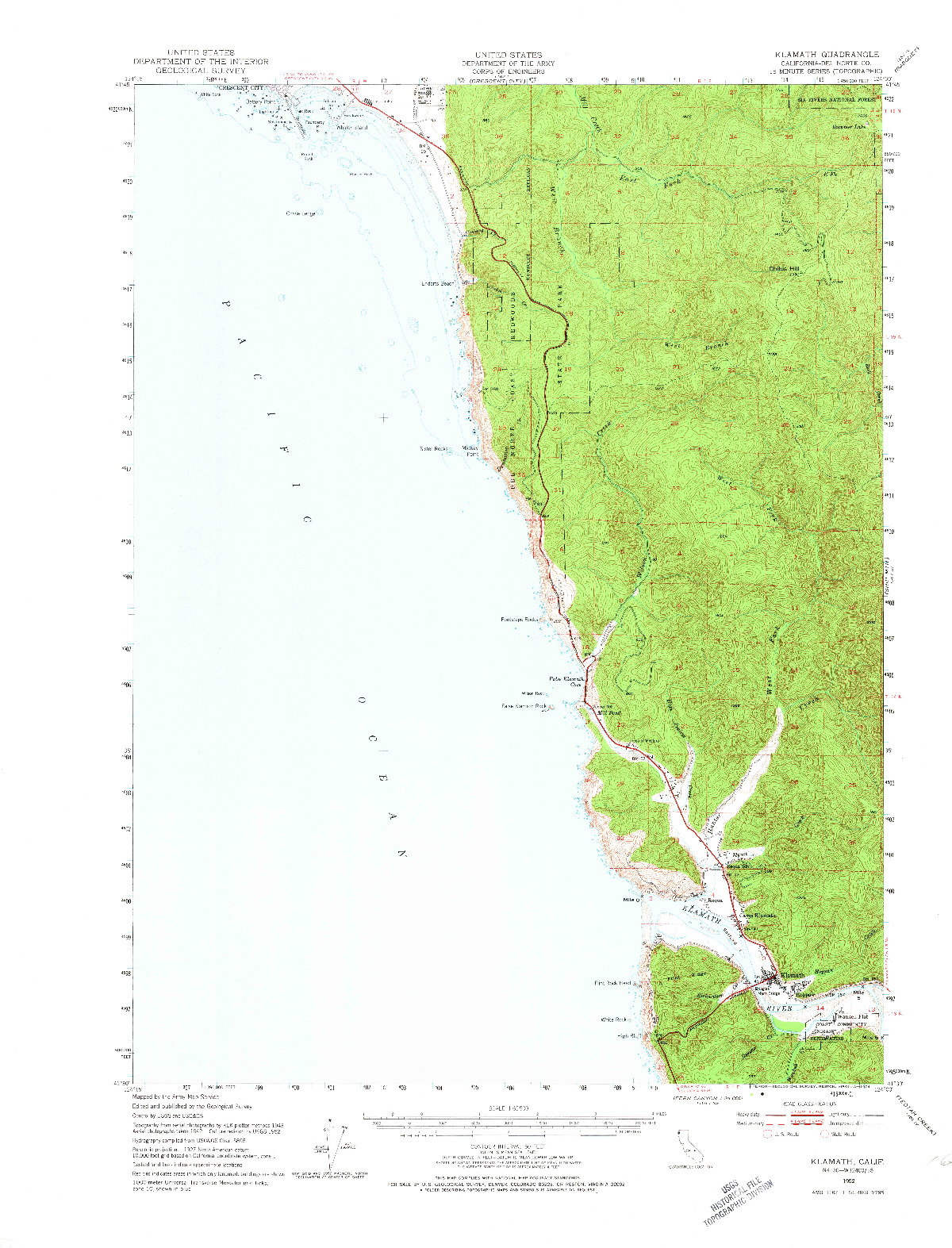 USGS 1:62500-SCALE QUADRANGLE FOR KLAMATH, CA 1952