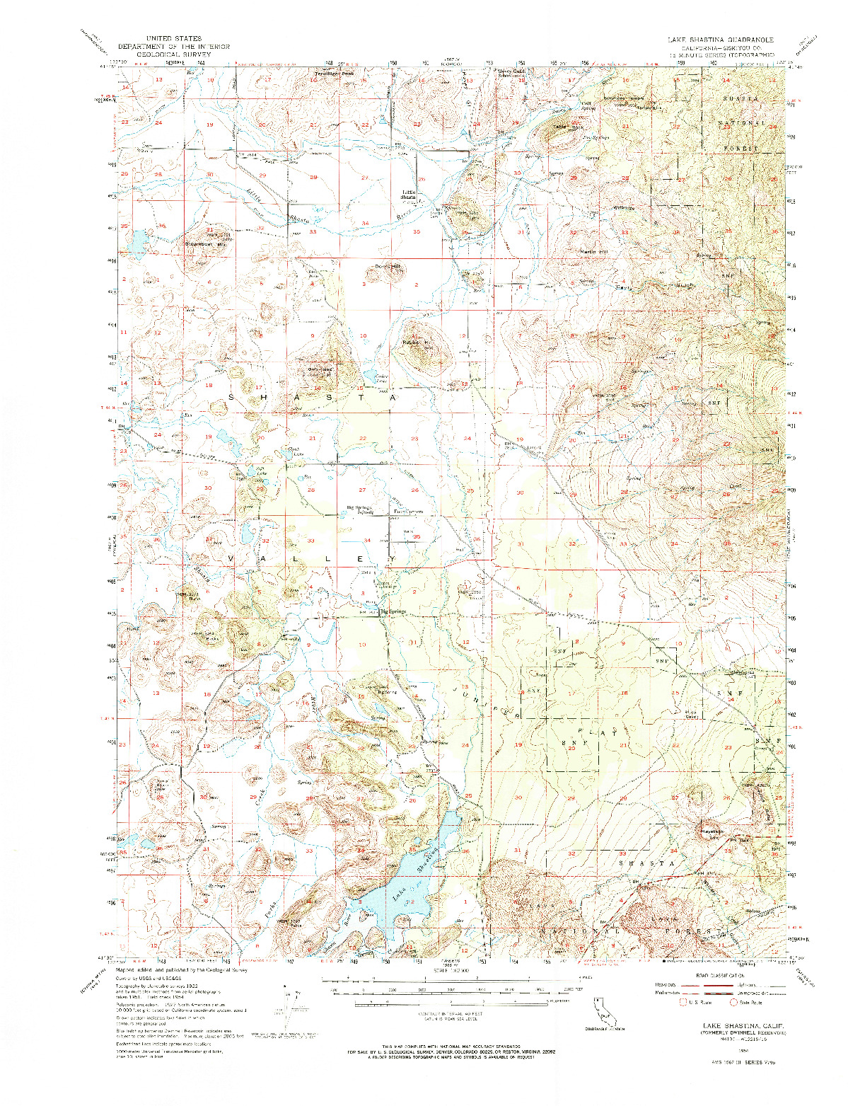 USGS 1:62500-SCALE QUADRANGLE FOR LAKE SHASTINA, CA 1954