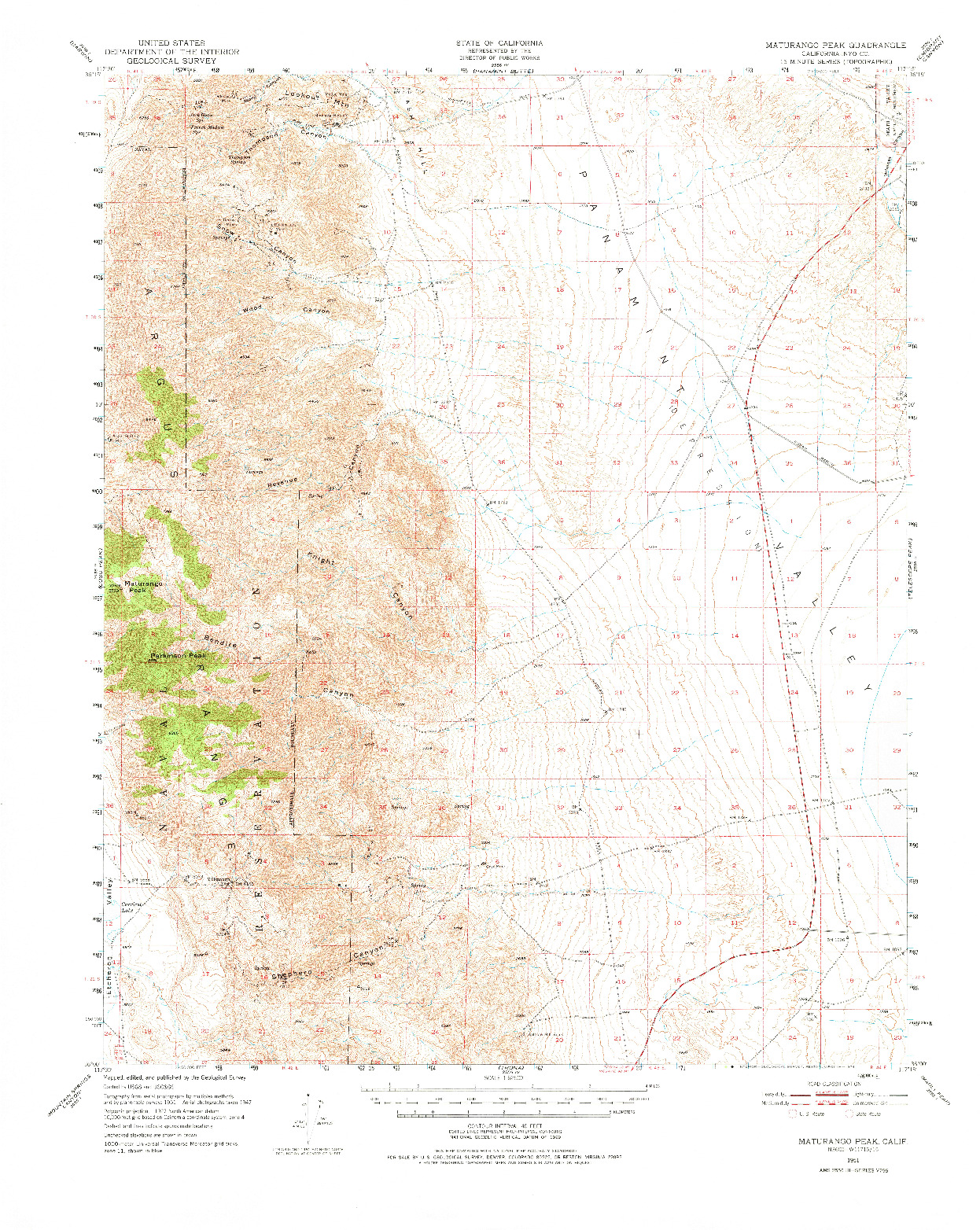 USGS 1:62500-SCALE QUADRANGLE FOR MATURANGO PEAK, CA 1951