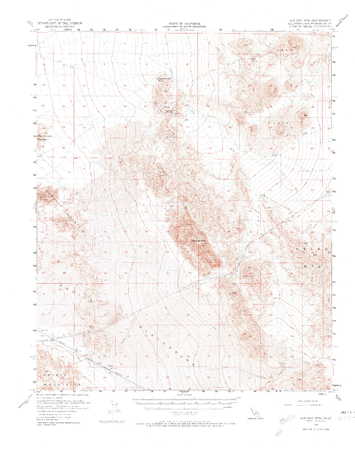 USGS 1:62500-SCALE QUADRANGLE FOR OLD DAD MOUNTAIN, CA 1956