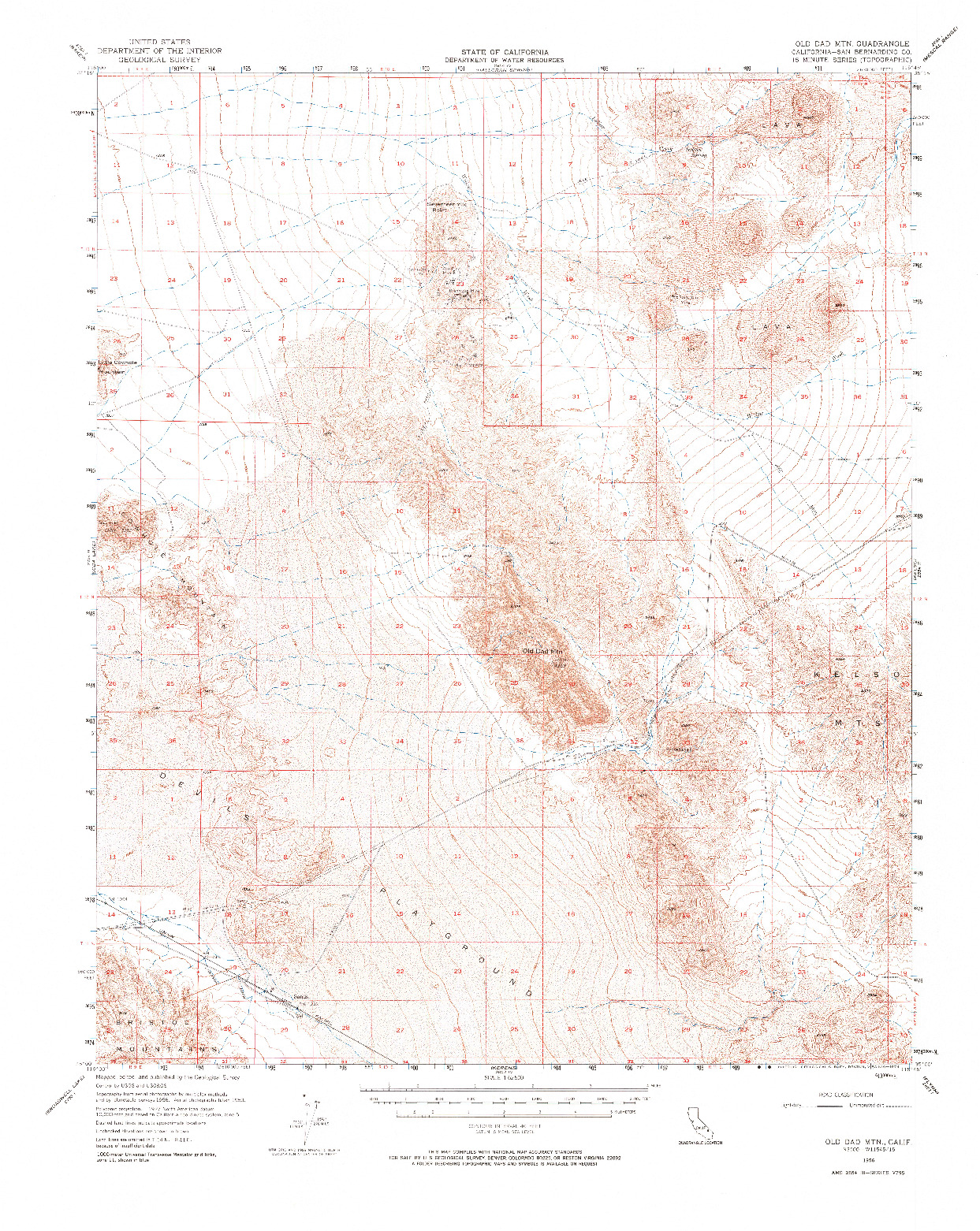 USGS 1:62500-SCALE QUADRANGLE FOR OLD DAD MOUNTAIN, CA 1956