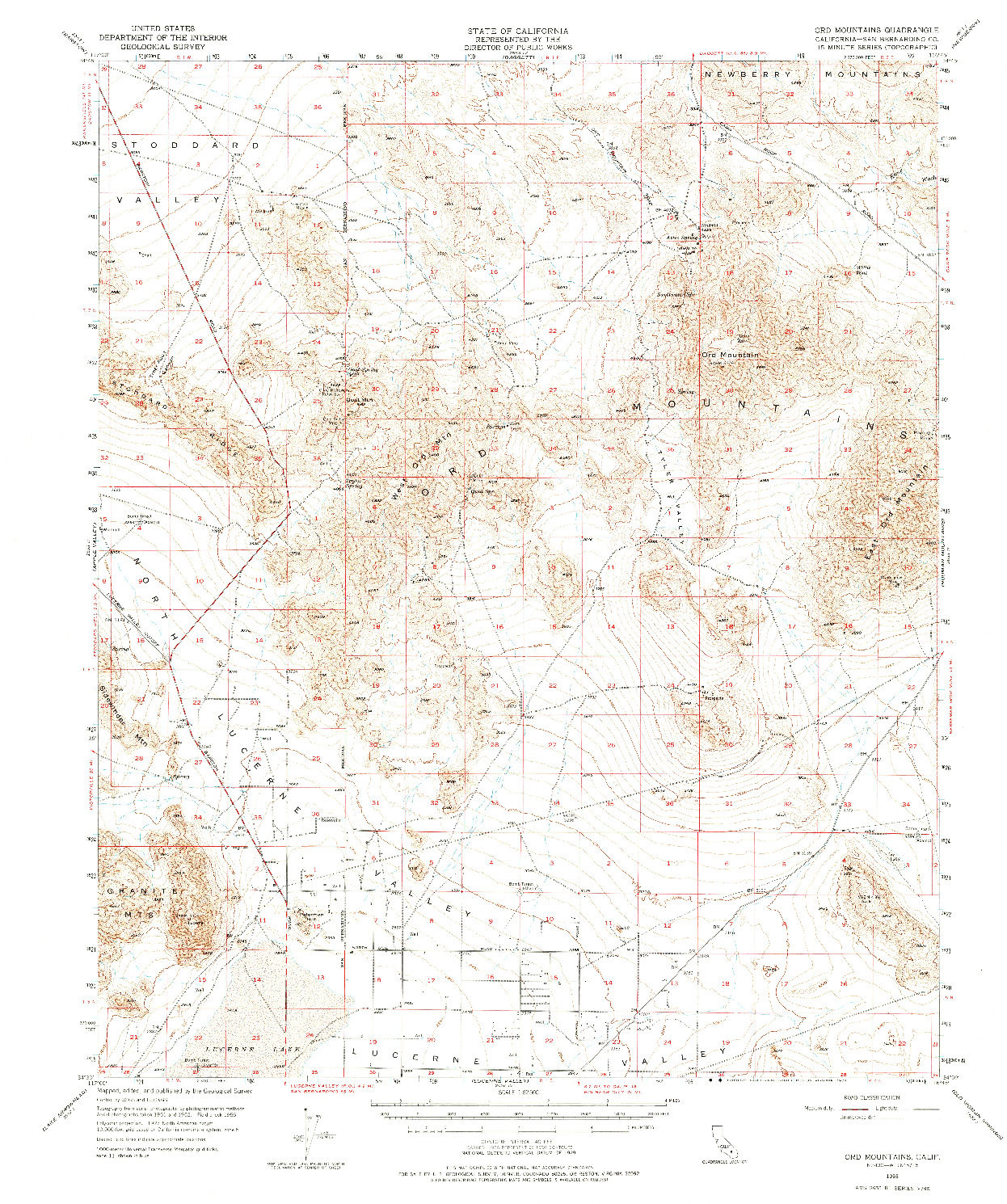 USGS 1:62500-SCALE QUADRANGLE FOR ORD MOUNTAINS, CA 1955