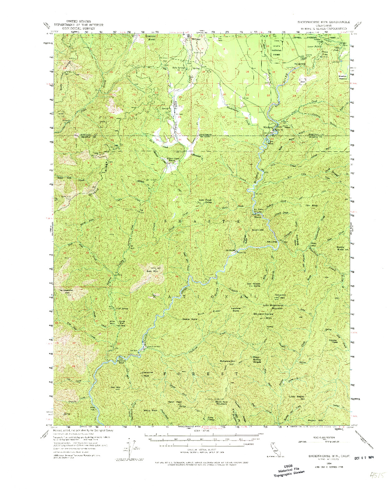 USGS 1:62500-SCALE QUADRANGLE FOR SHOEINHORSE MOUNTAIN, CA 1954