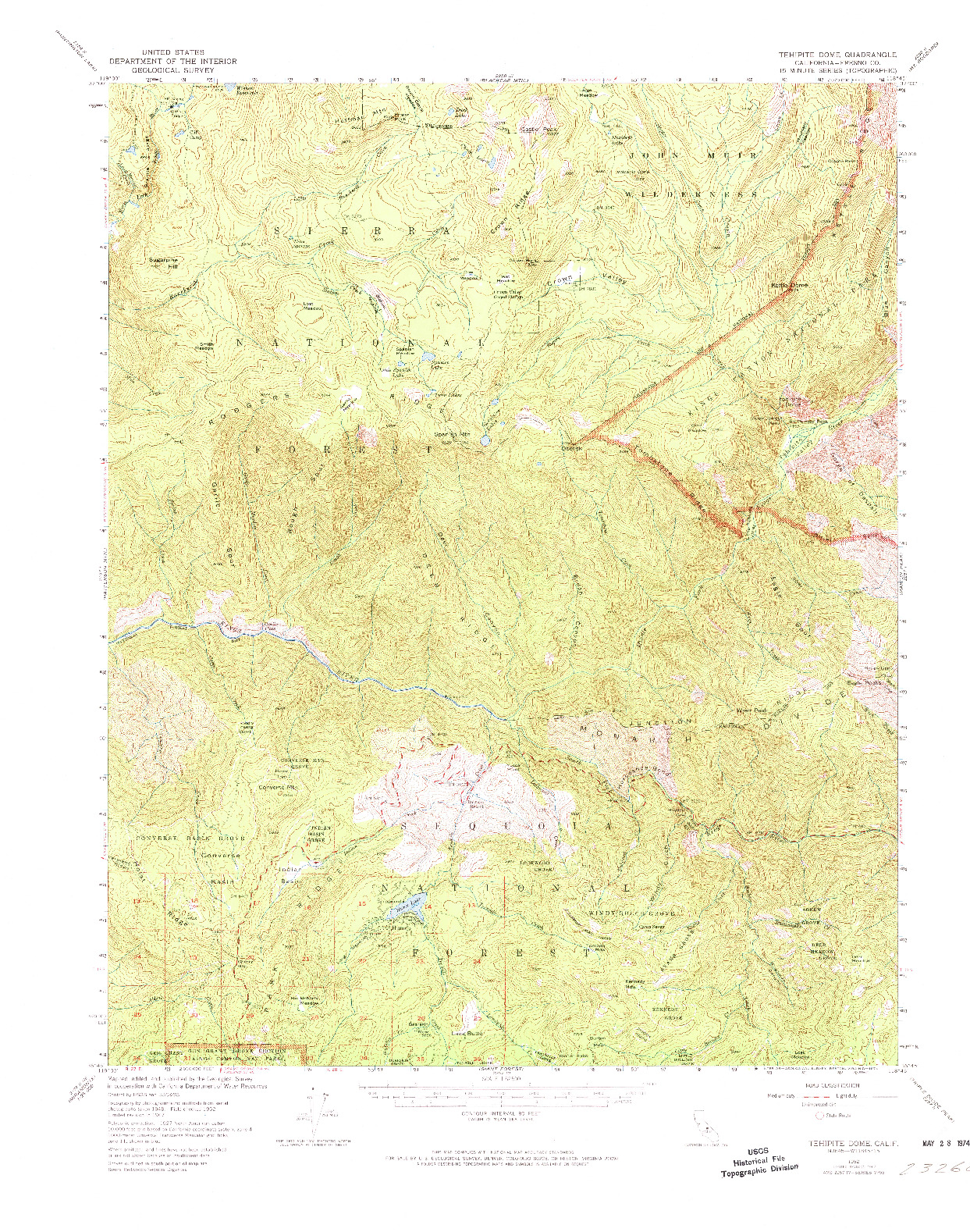 USGS 1:62500-SCALE QUADRANGLE FOR TEHIPITE DOME, CA 1952