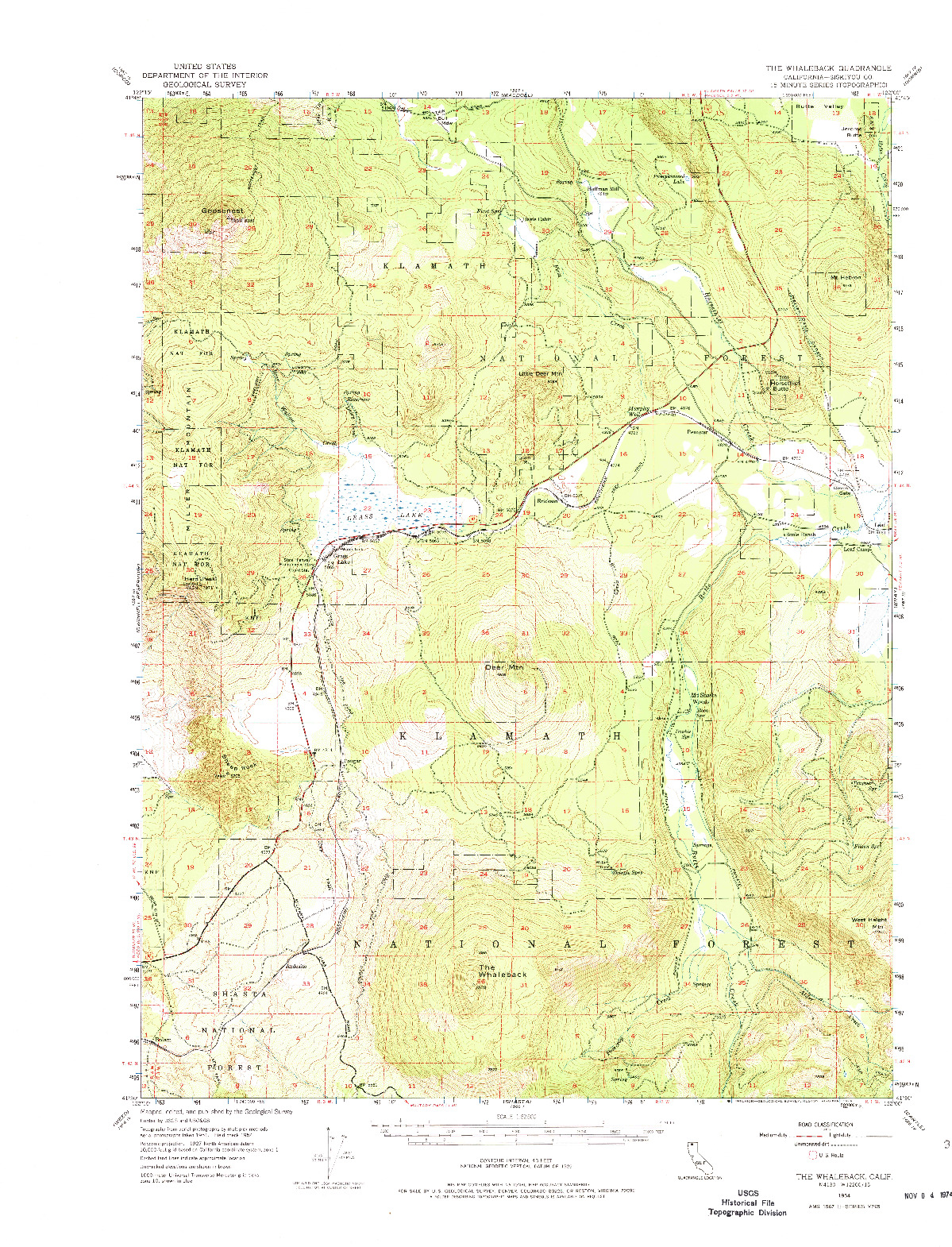 USGS 1:62500-SCALE QUADRANGLE FOR THE WHALEBACK, CA 1954