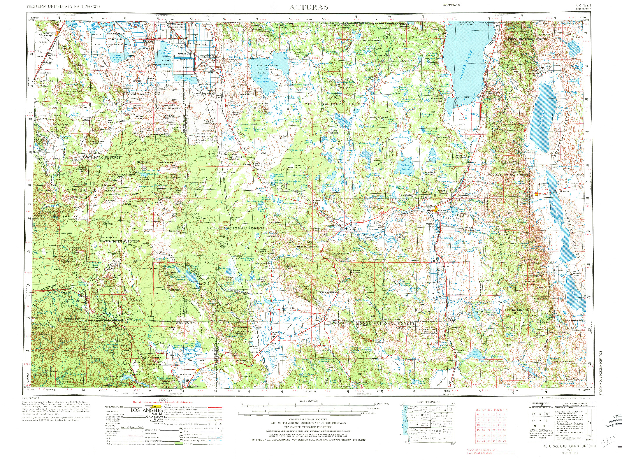 USGS 1:250000-SCALE QUADRANGLE FOR ALTURAS, CA 1954