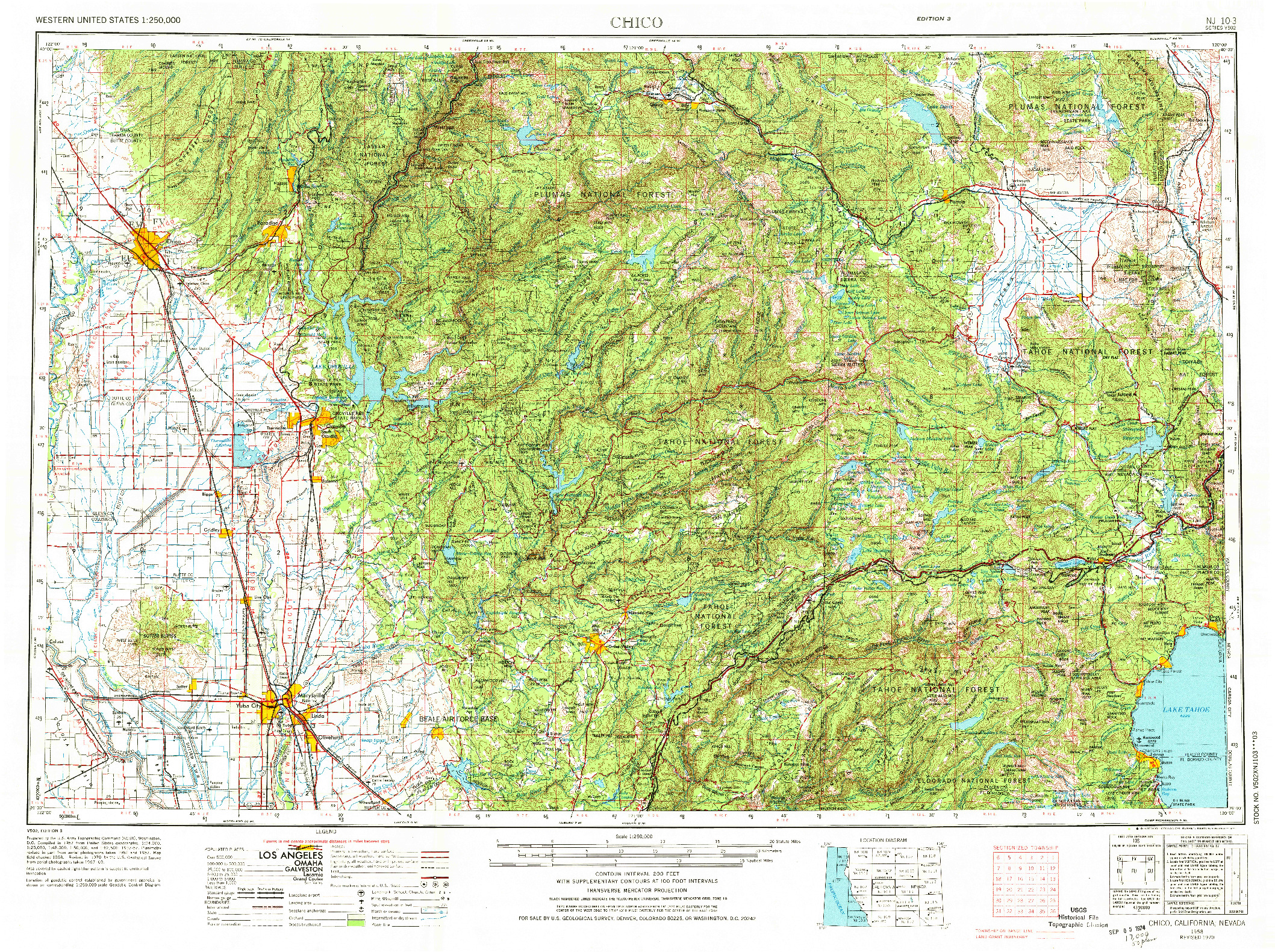 USGS 1:250000-SCALE QUADRANGLE FOR CHICO, CA 1958