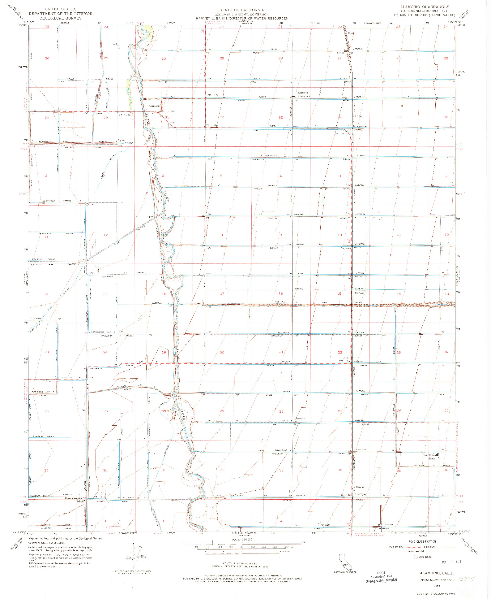 USGS 1:24000-SCALE QUADRANGLE FOR ALAMORIO, CA 1956