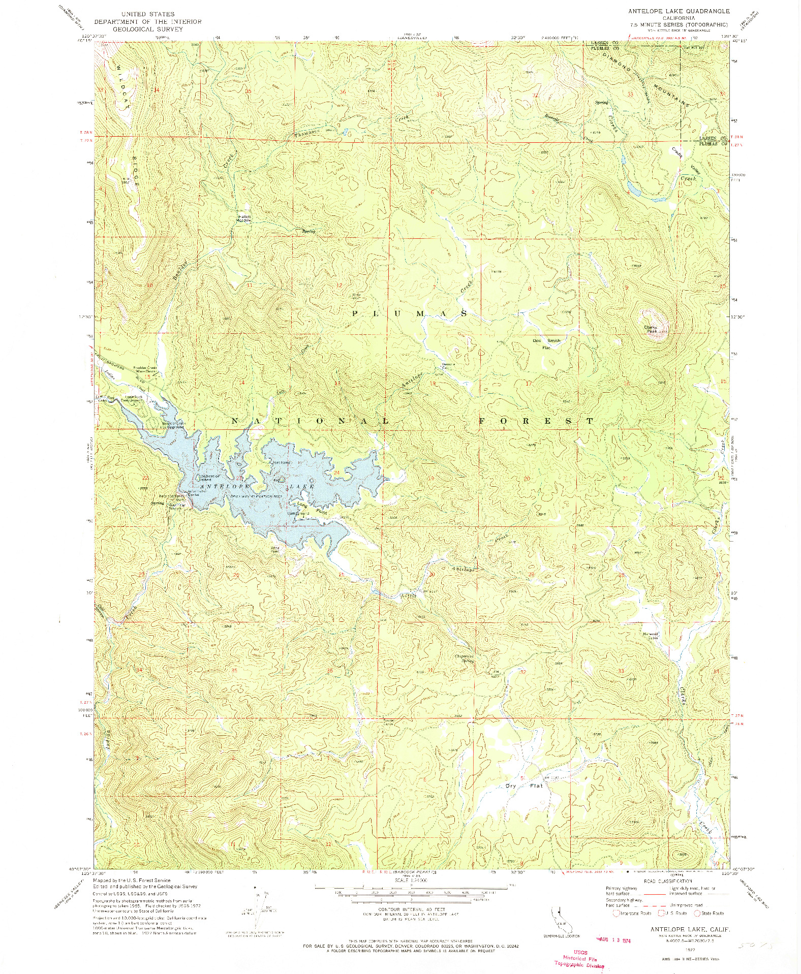 USGS 1:24000-SCALE QUADRANGLE FOR ANTELOPE LAKE, CA 1972
