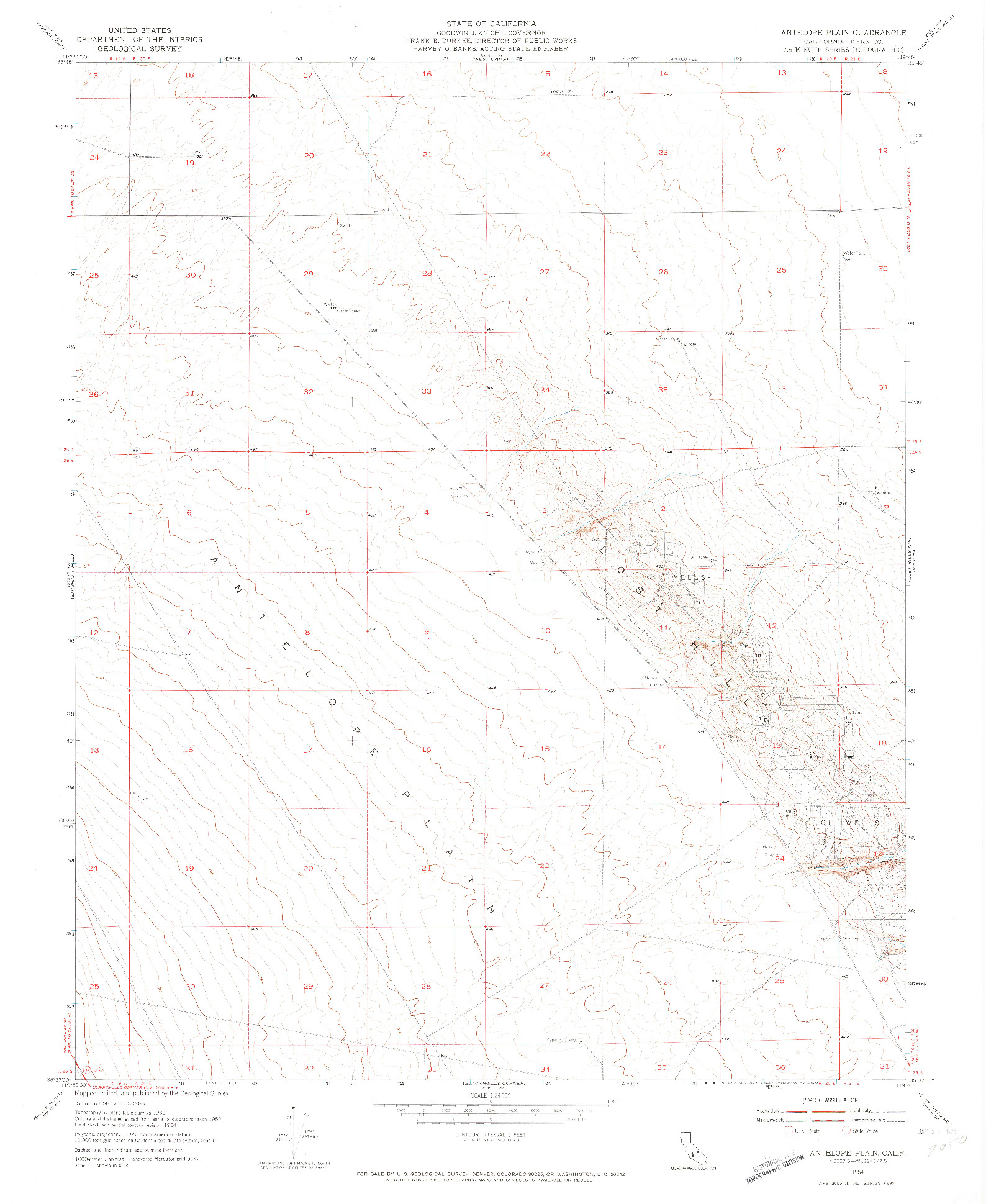 USGS 1:24000-SCALE QUADRANGLE FOR ANTELOPE PLAIN, CA 1954