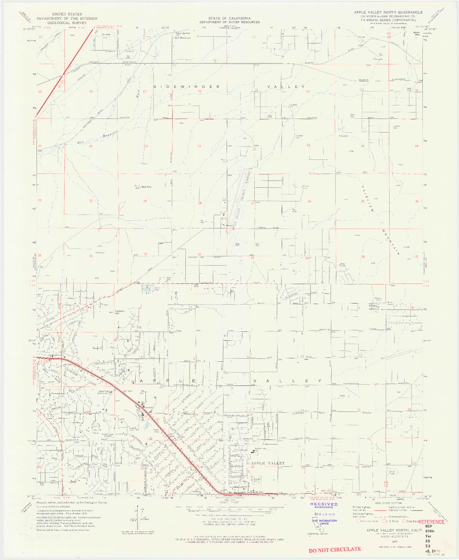 USGS 1:24000-SCALE QUADRANGLE FOR APPLE VALLEY NORTH, CA 1970