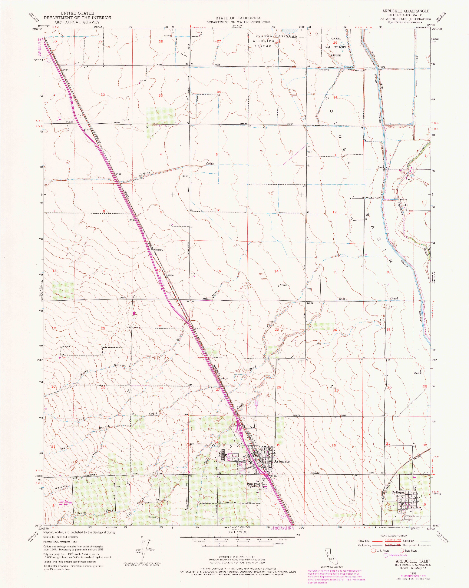 USGS 1:24000-SCALE QUADRANGLE FOR ARBUCKLE, CA 1952