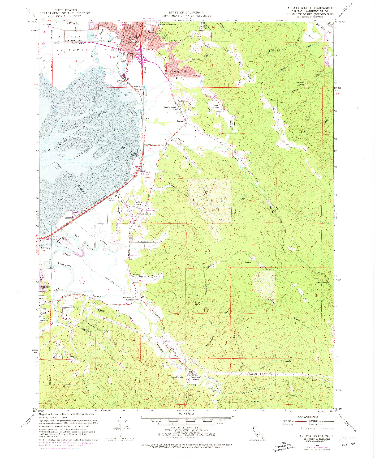 USGS 1:24000-SCALE QUADRANGLE FOR ARCATA SOUTH, CA 1959